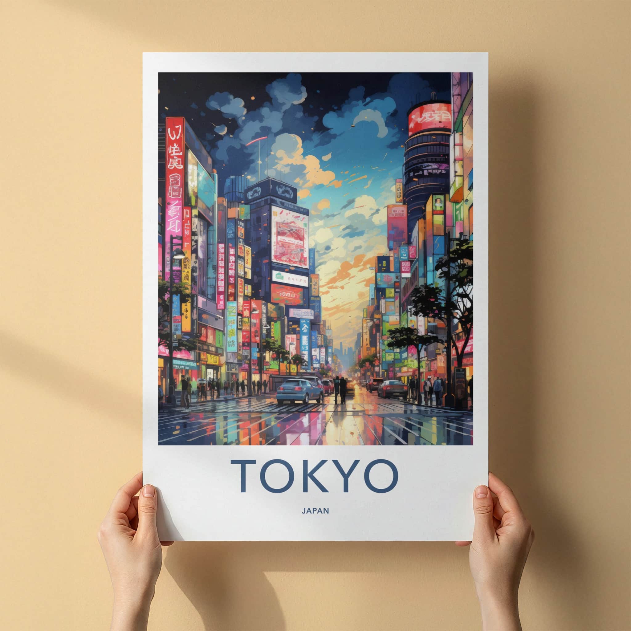 Tokyo Poster - Japan Framed Print - Neon City Sunset Lounge Decor