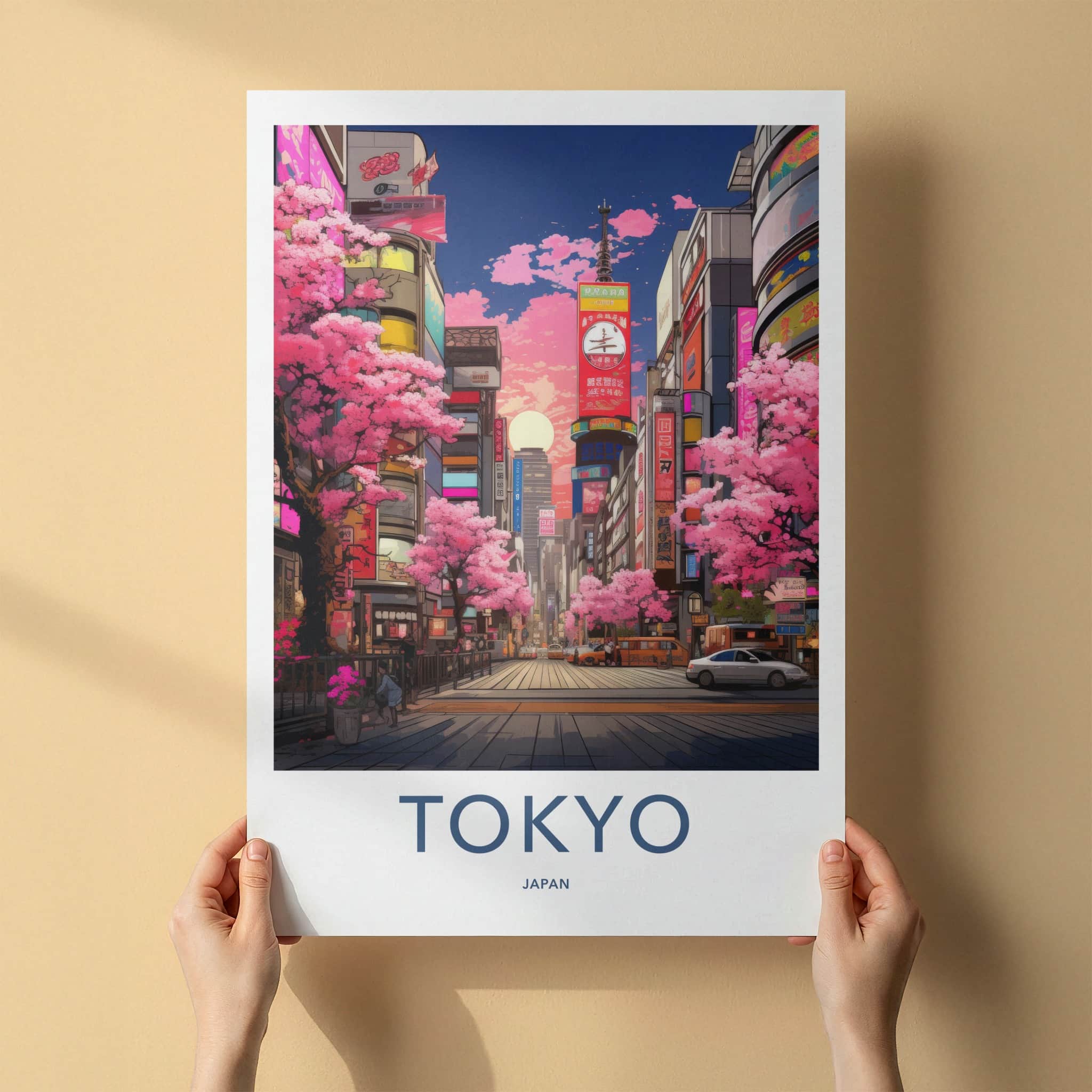 Tokyo Poster - Japan Framed Print - Vibrant City Blossoms Home Decor