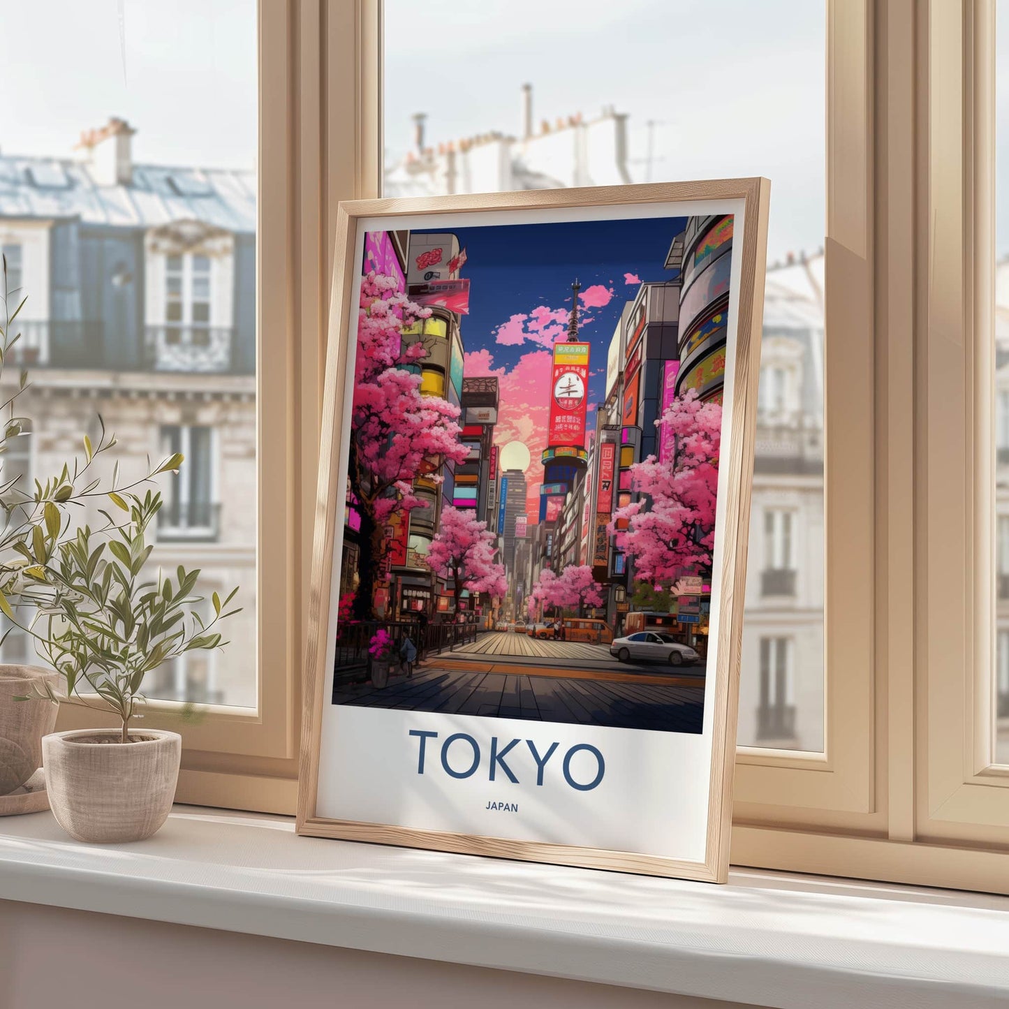 Tokyo Poster - Japan Framed Print - Vibrant City Blossoms Home Decor