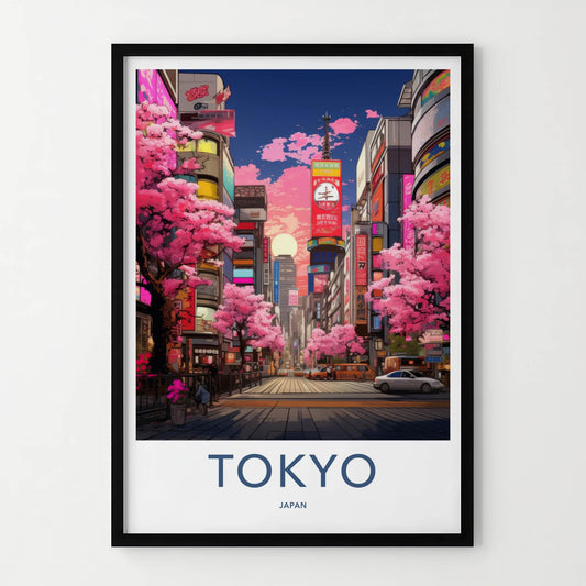 Tokyo Poster - Japan Framed Print - Vibrant City Blossoms Home Decor