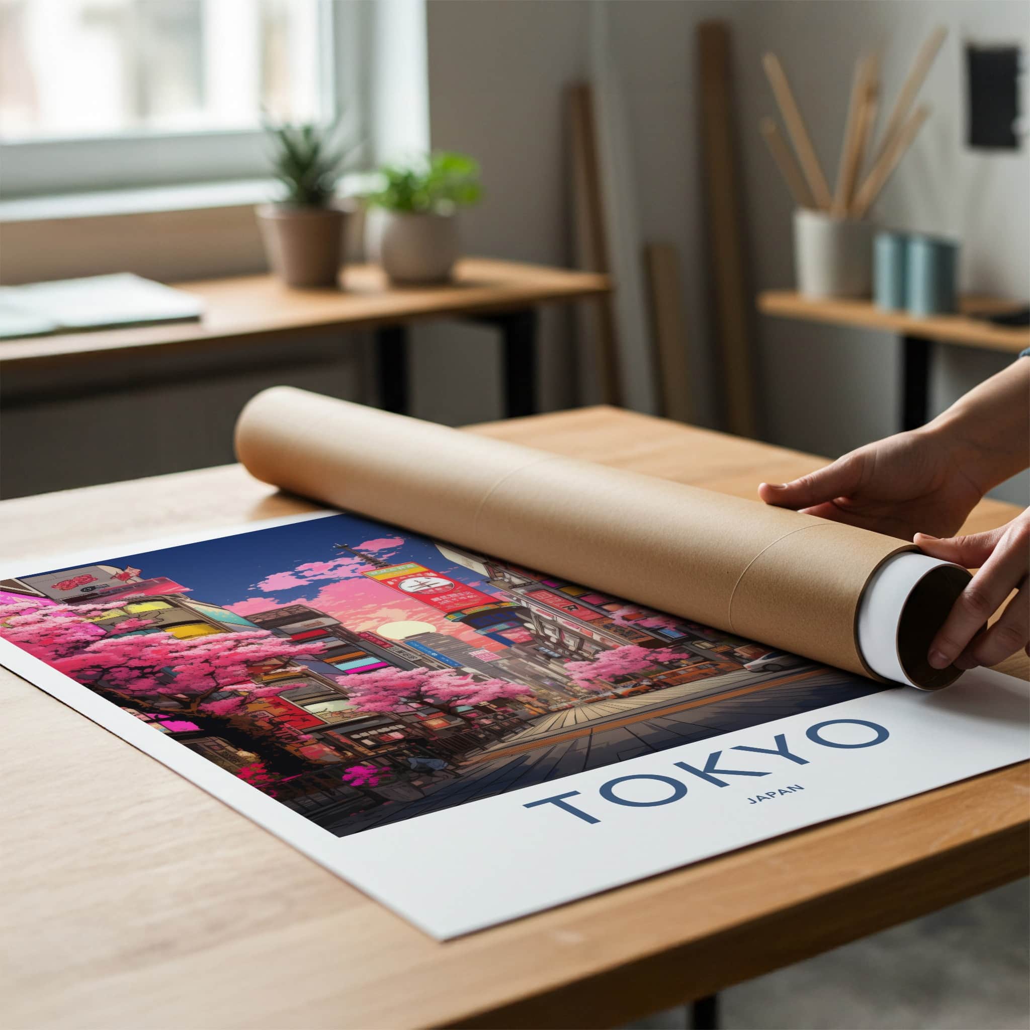 Tokyo Poster - Japan Framed Print - Vibrant City Blossoms Home Decor