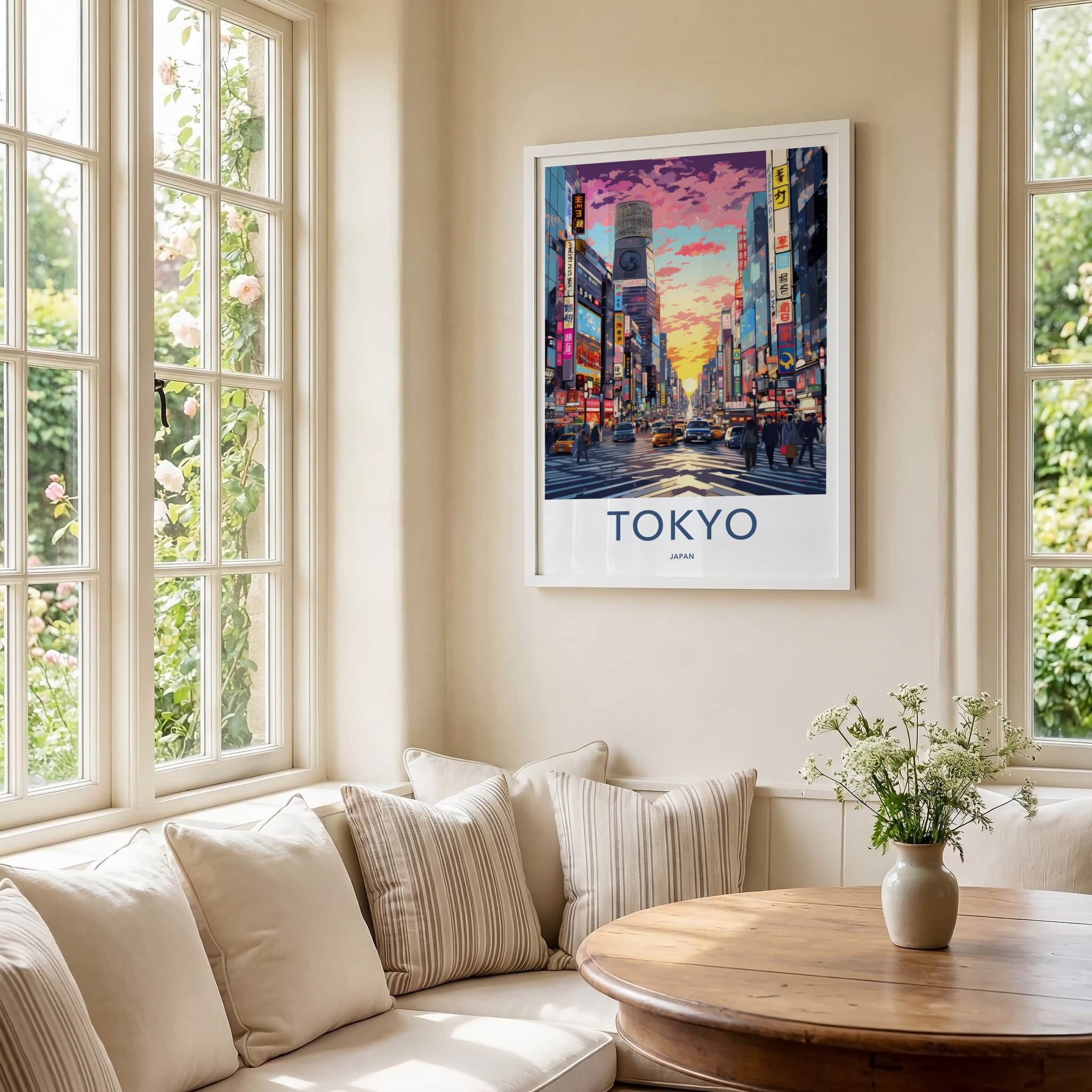 Tokyo Poster - Japan Framed Print - Vibrant City Sunset Framed Decor
