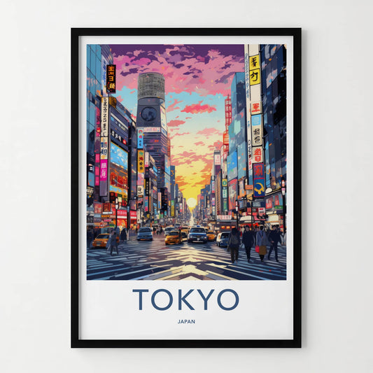 Tokyo Poster - Japan Framed Print - Vibrant City Sunset Framed Decor