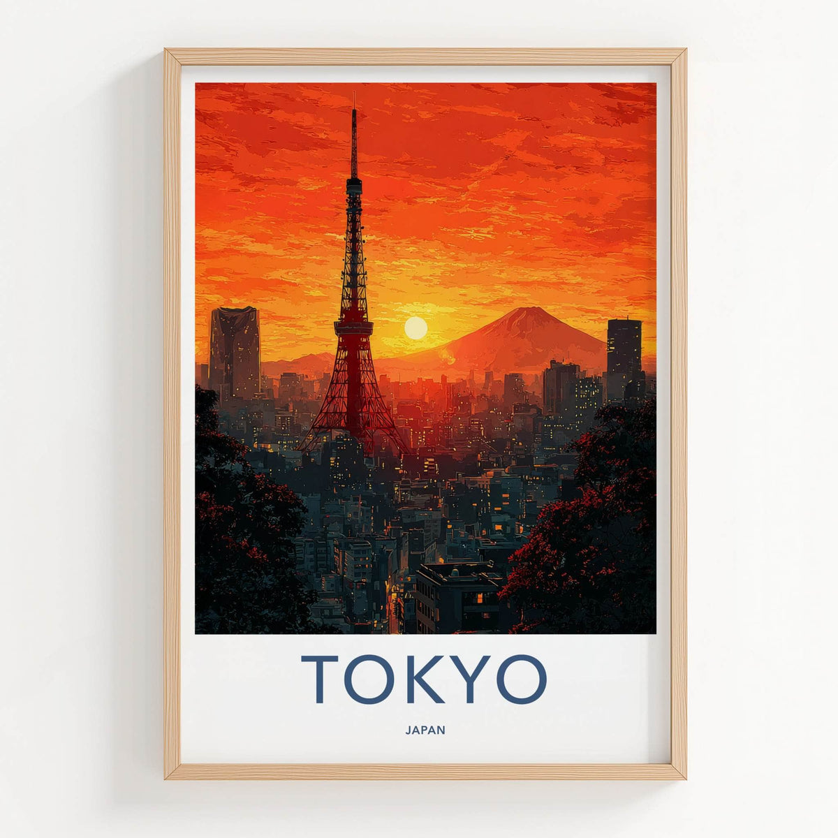 Tokyo Poster Japan Tower Cityscape Mount Fuji Travel Art