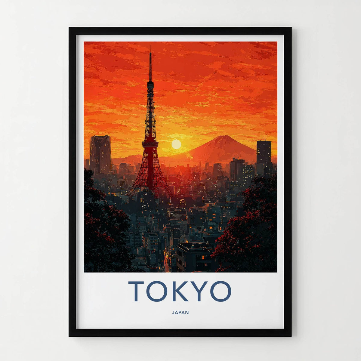 Tokyo Poster Japan Tower Cityscape Mount Fuji Travel Art