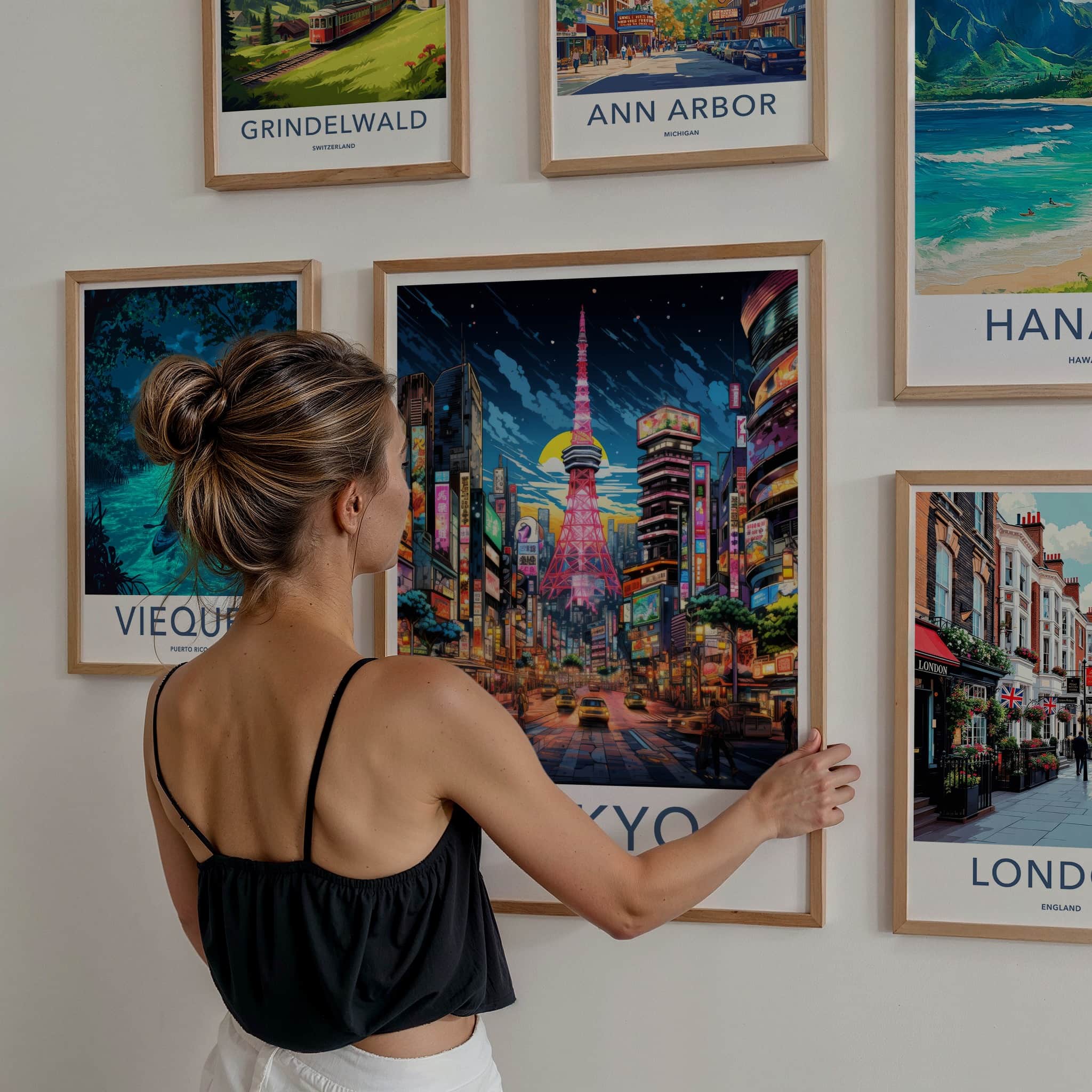 Tokyo Poster - Japan Travel Print - Vibrant Tower Street Lounge Decor