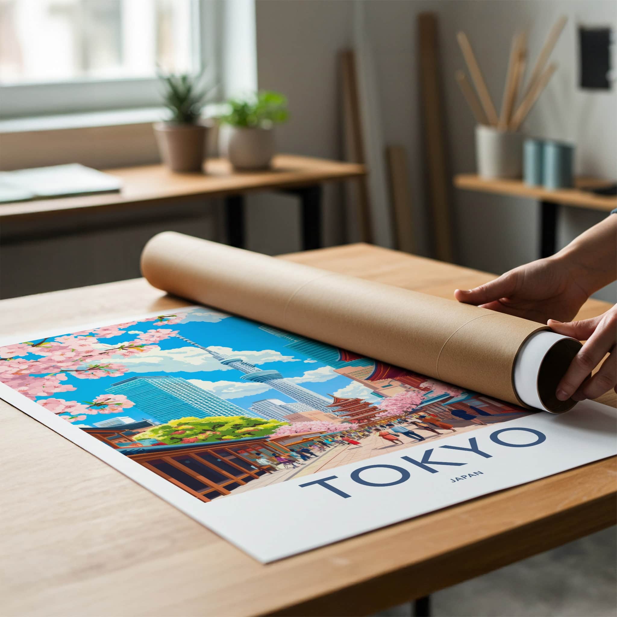 Tokyo Poster - Japan Wall Art - Spring Sakura Street Home Decor