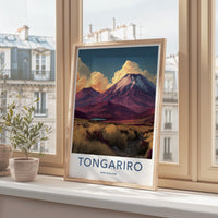 Tongariro Poster - New Zealand Travel Art - Starry Mountain Landscape Home Decor