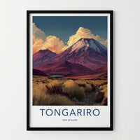 Tongariro Poster - New Zealand Travel Art - Starry Mountain Landscape Home Decor