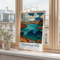 Tongariro Poster - New Zealand Travel Art - Volcanic Lake View Home Decor