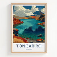 Tongariro Poster - New Zealand Travel Art - Volcanic Lake View Home Decor