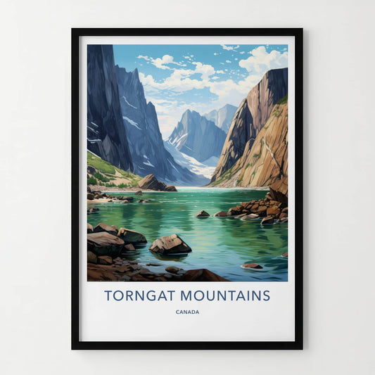 Torngat Mountains Poster - Canada Travel Art - Fjord Lake Scene Home Decor