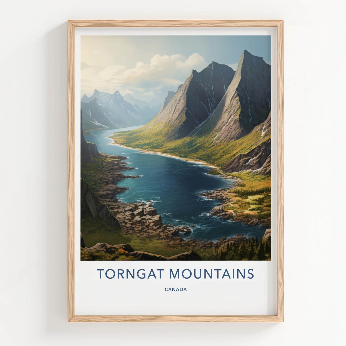 Torngat Mountains Poster - Canada Travel Art - Serene Fjord Mountains Home Decor