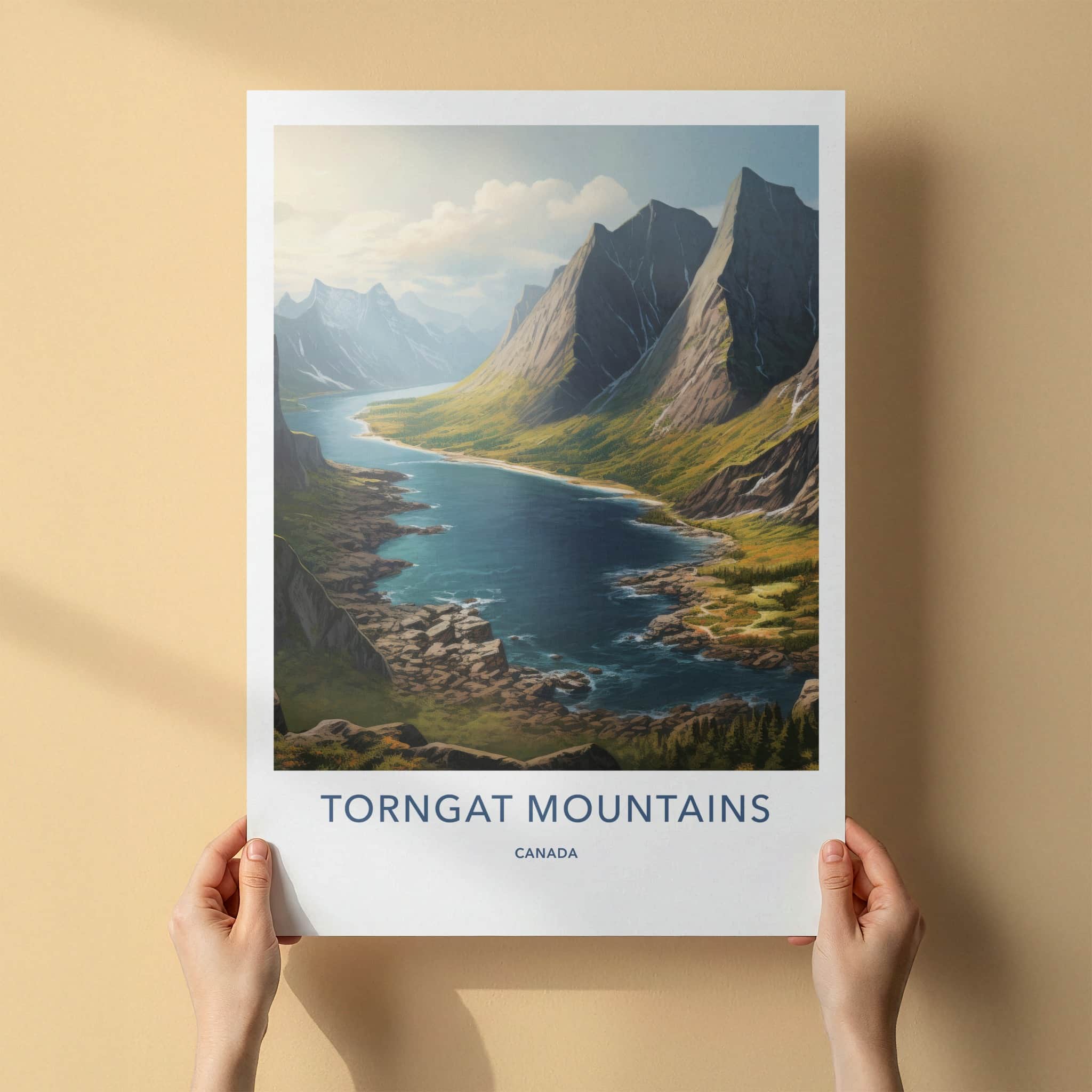 Torngat Mountains Poster - Canada Travel Art - Serene Fjord Mountains Home Decor
