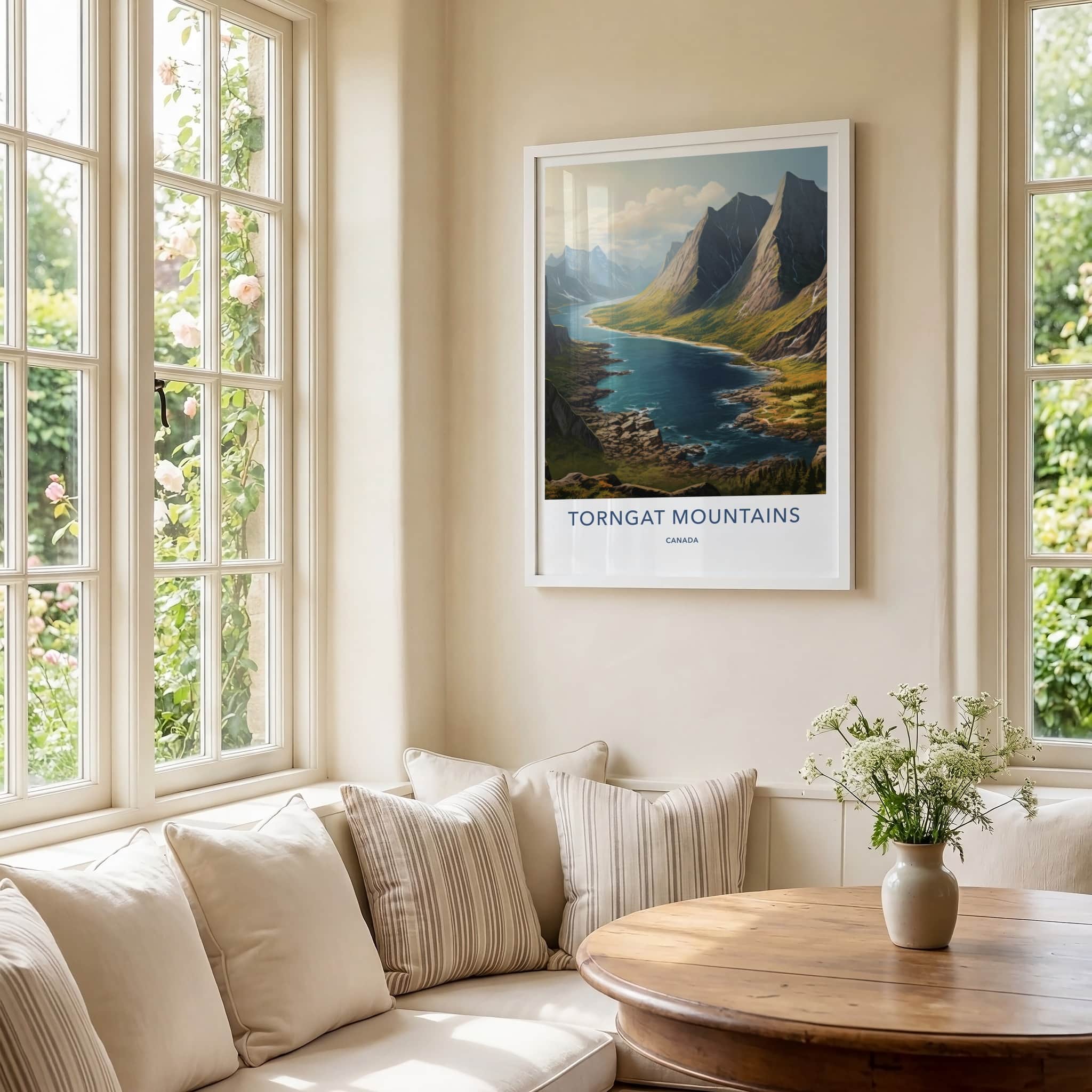 Torngat Mountains Poster - Canada Travel Art - Serene Fjord Mountains Home Decor