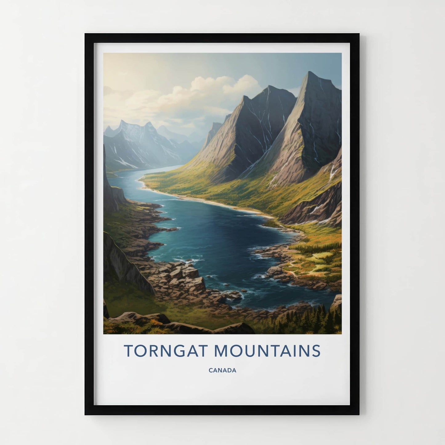 Torngat Mountains Poster - Canada Travel Art - Serene Fjord Mountains Home Decor