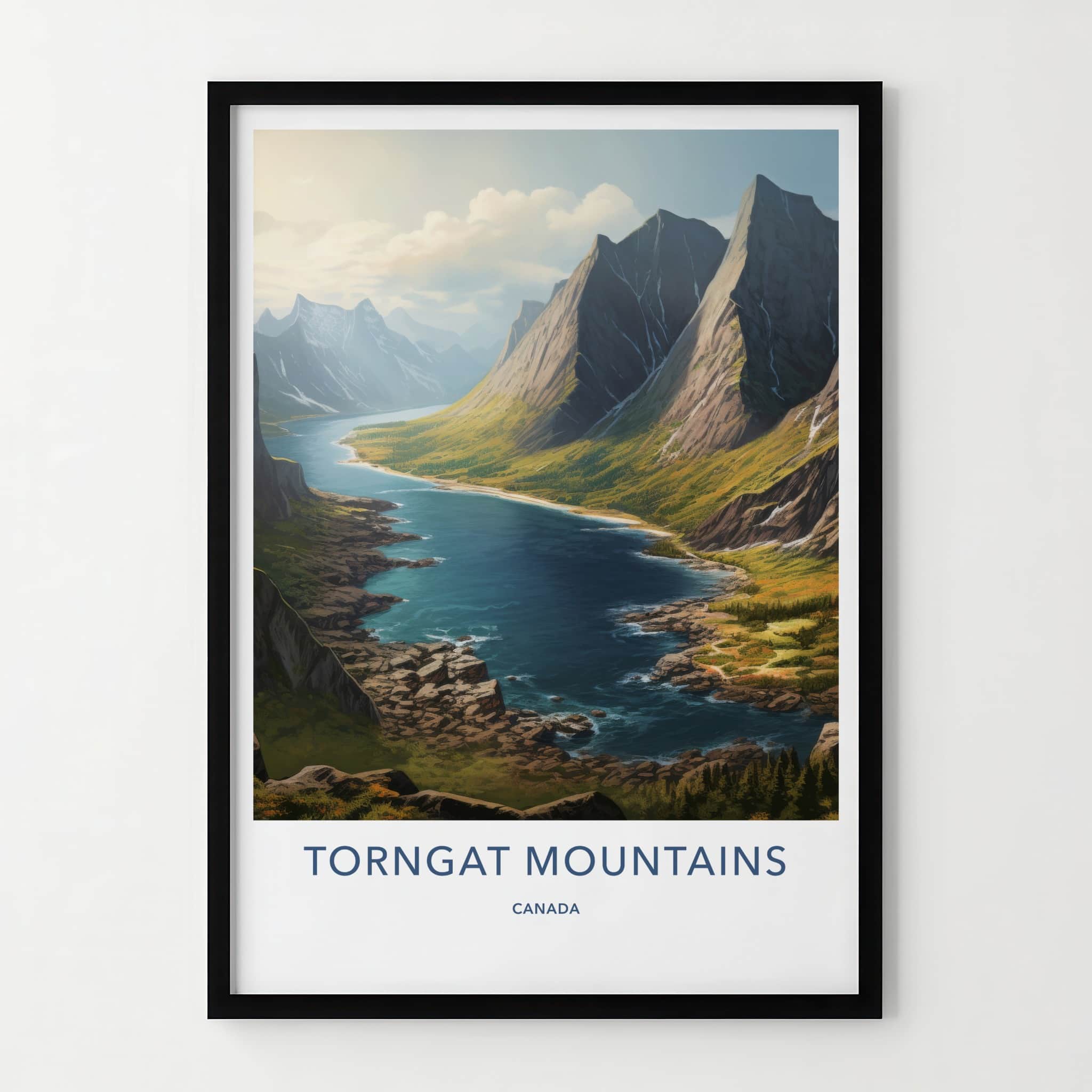 Torngat Mountains Poster - Canada Travel Art - Serene Fjord Mountains Home Decor