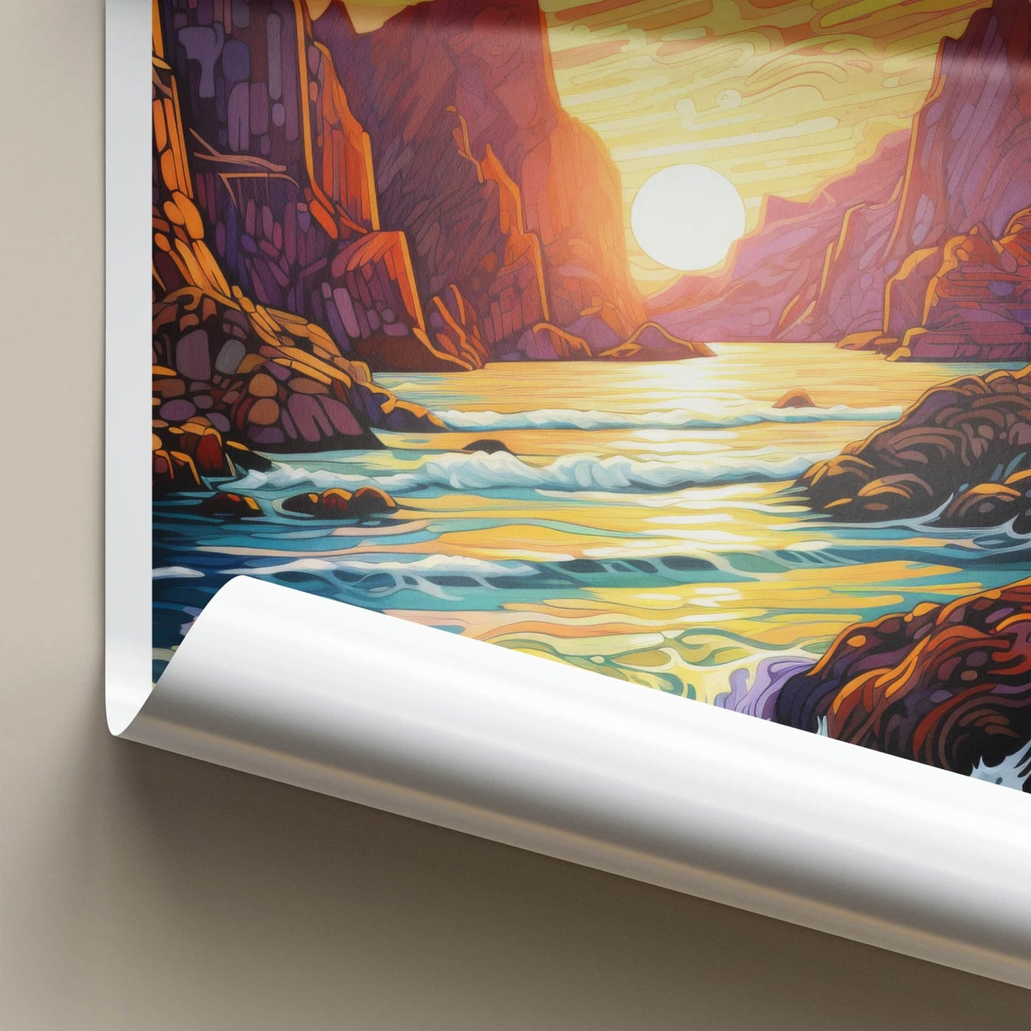 Torngat Mountains Poster - Canada Travel Art - Vibrant Mountain Sunset Home Decor