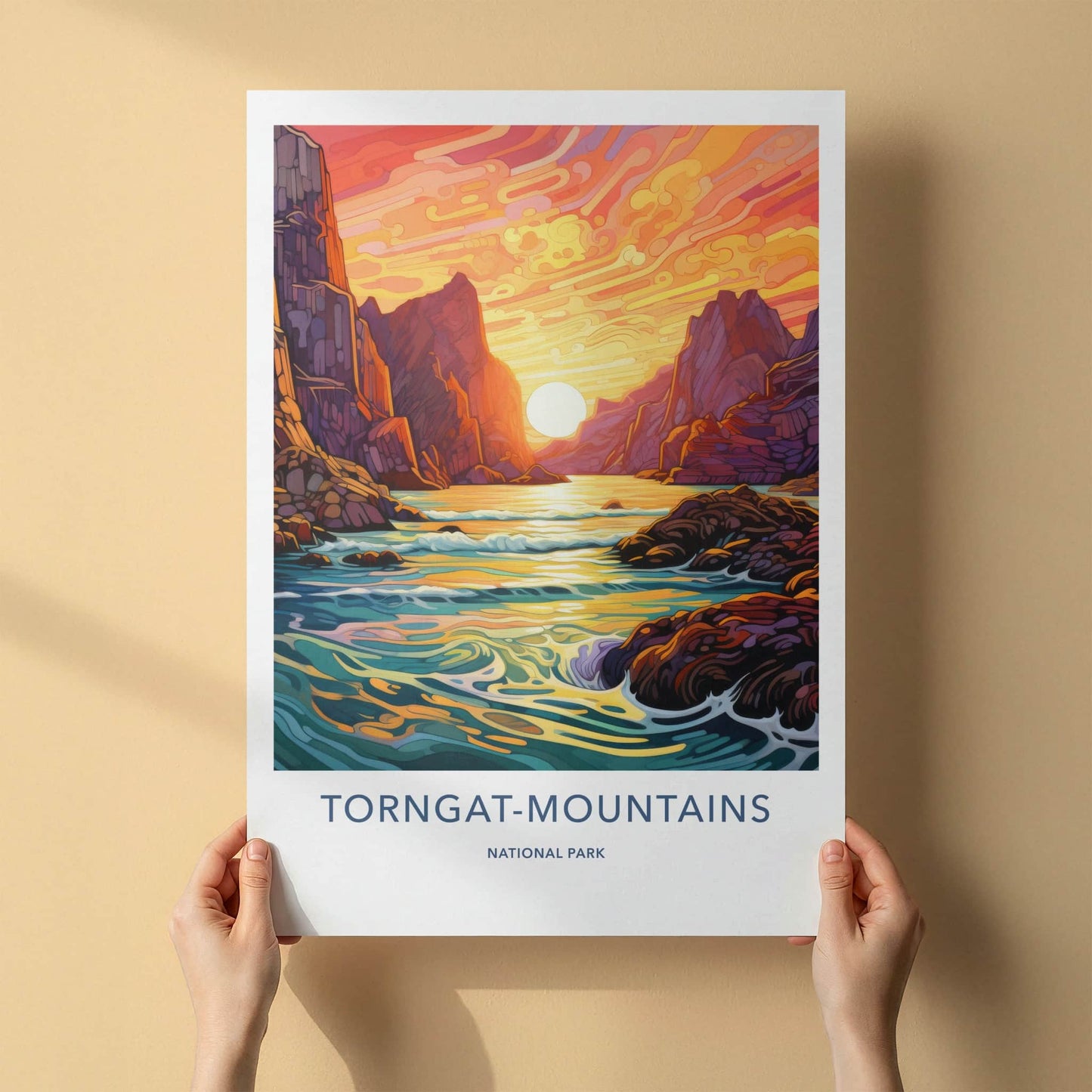 Torngat Mountains Poster - Canada Travel Art - Vibrant Mountain Sunset Home Decor
