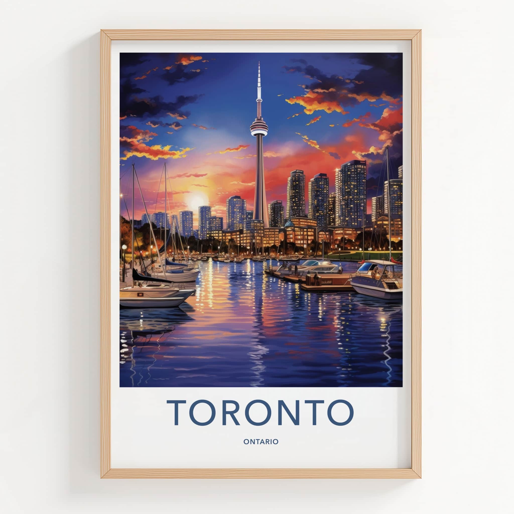 Toronto Poster - Canada Travel Art - Iconic Tower Marina Home Decor