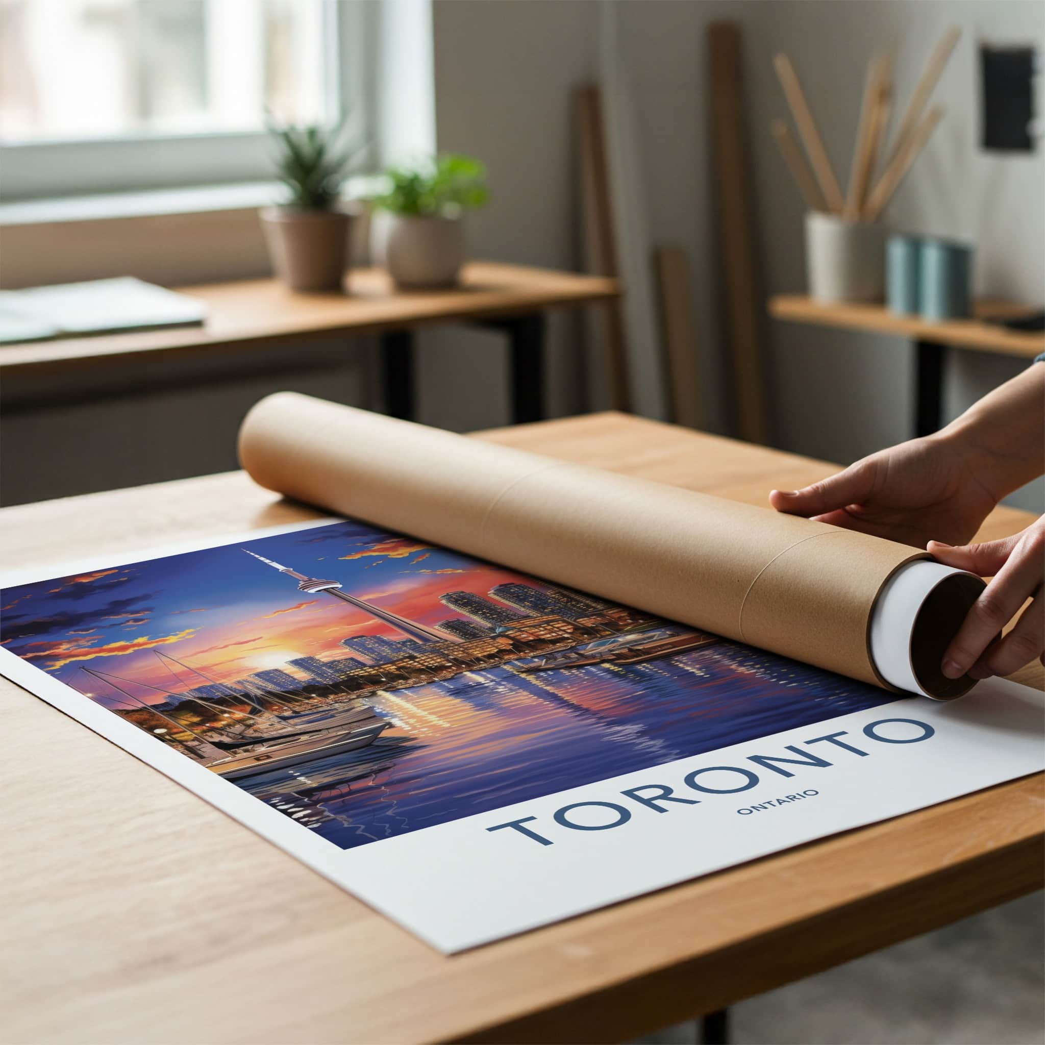 Toronto Poster - Canada Travel Art - Iconic Tower Marina Home Decor