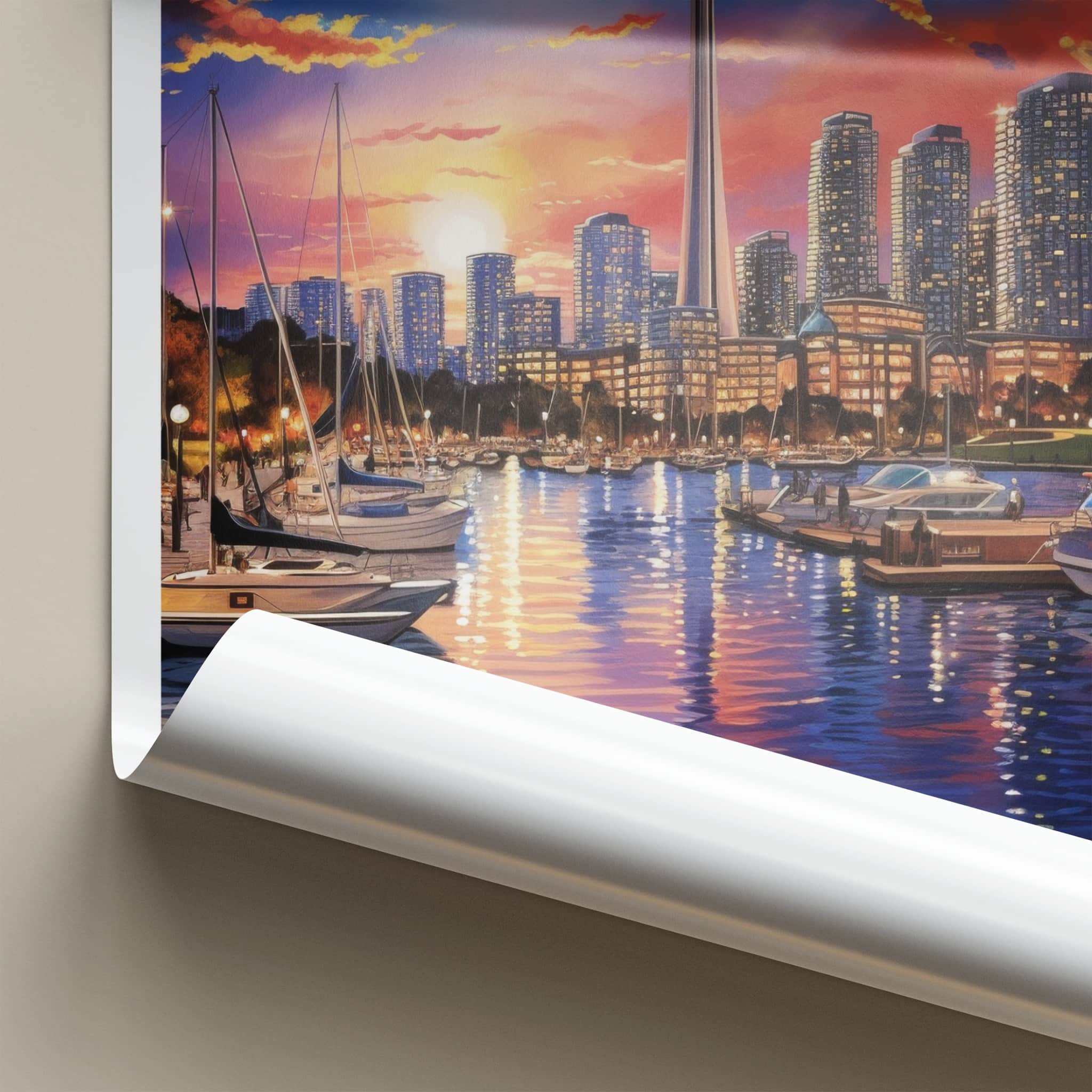 Toronto Poster - Canada Travel Art - Iconic Tower Marina Home Decor