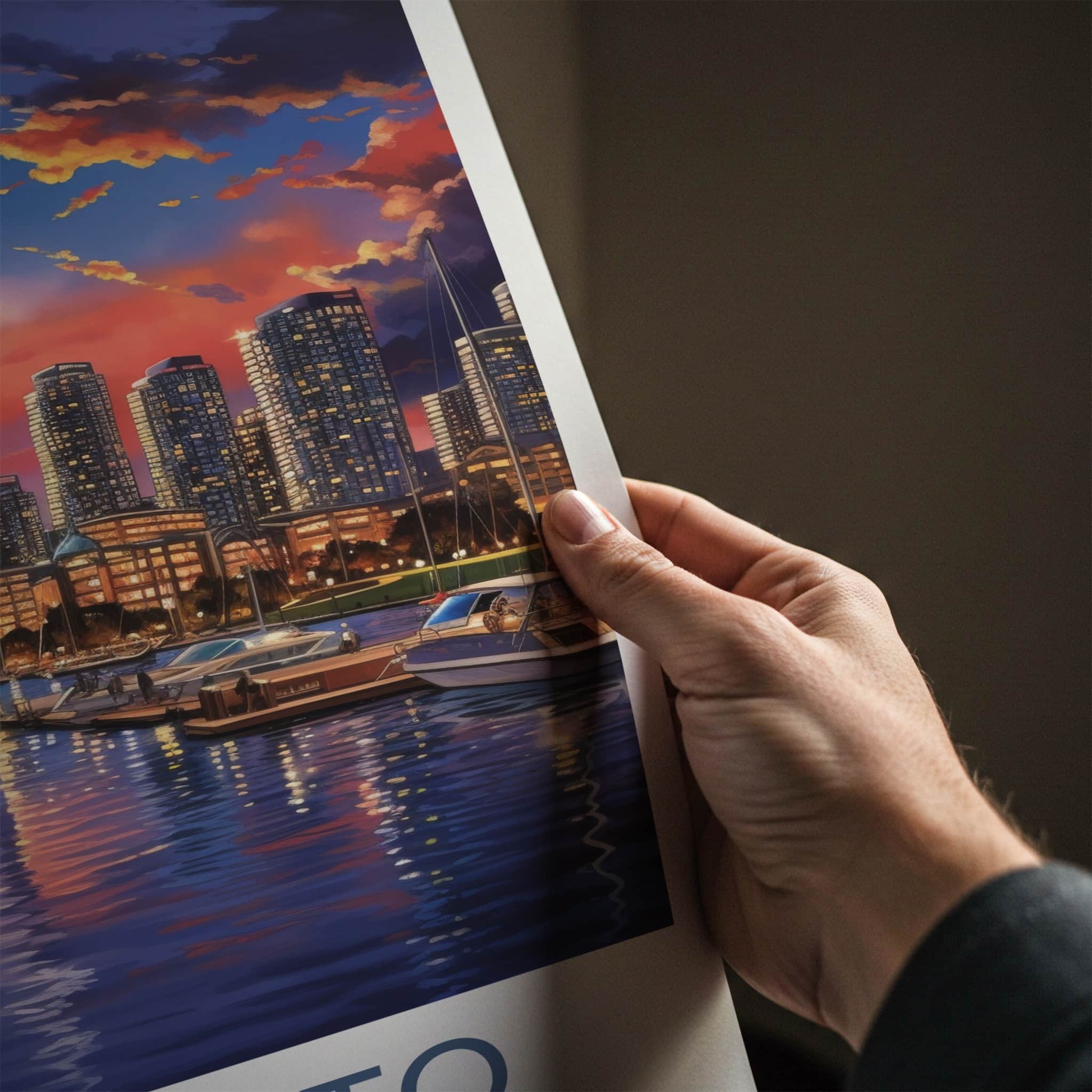 Toronto Poster - Canada Travel Art - Iconic Tower Marina Home Decor