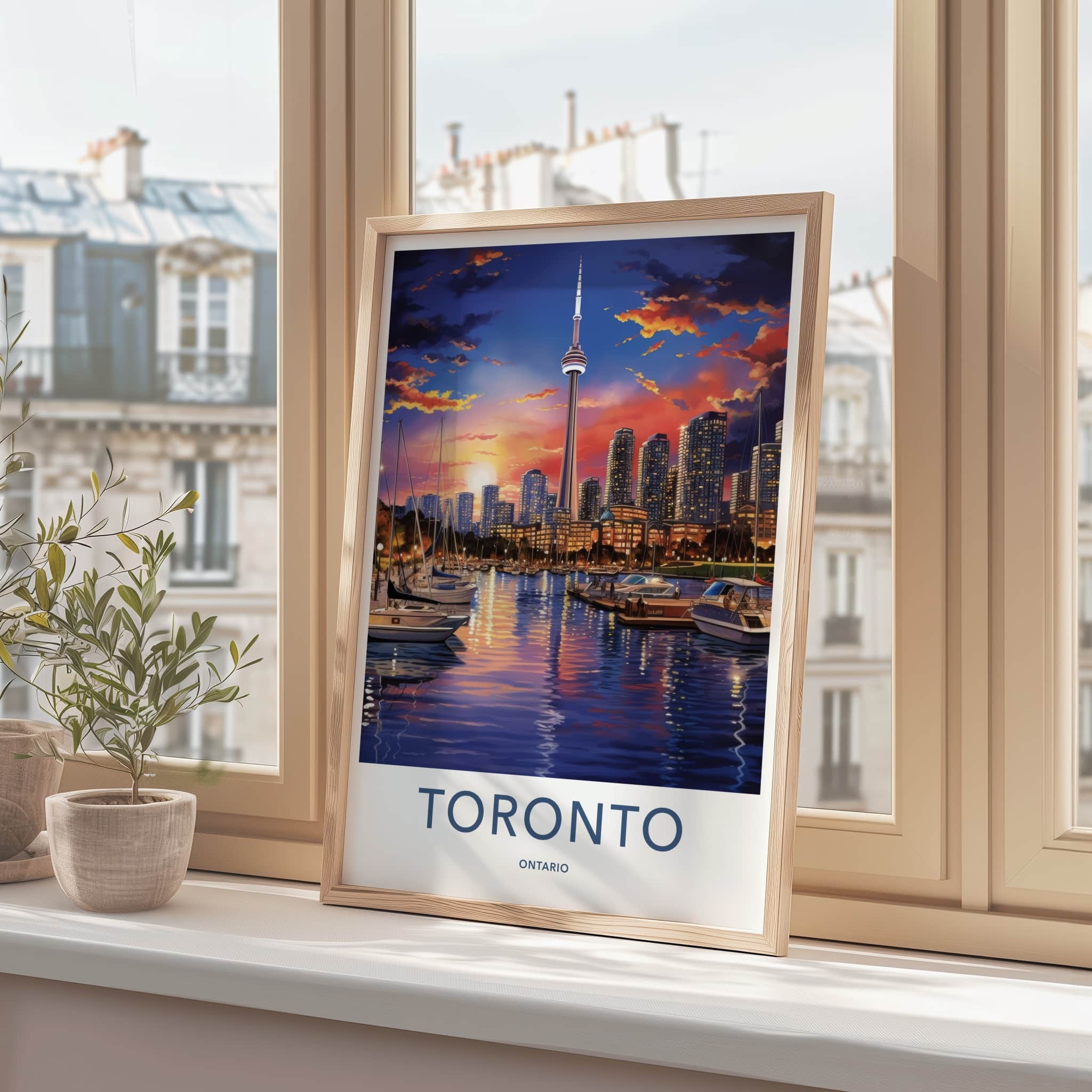 Toronto Poster - Canada Travel Art - Iconic Tower Marina Home Decor