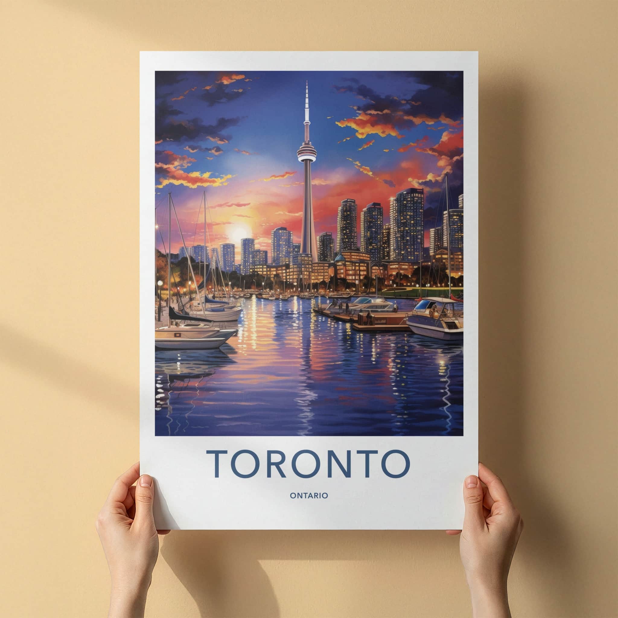 Toronto Poster - Canada Travel Art - Iconic Tower Marina Home Decor