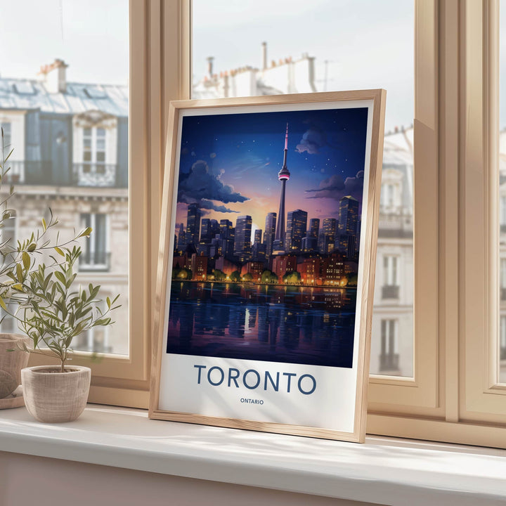 Toronto Poster - Canada Travel Art - Skyscraper Water Reflections Wall Decor