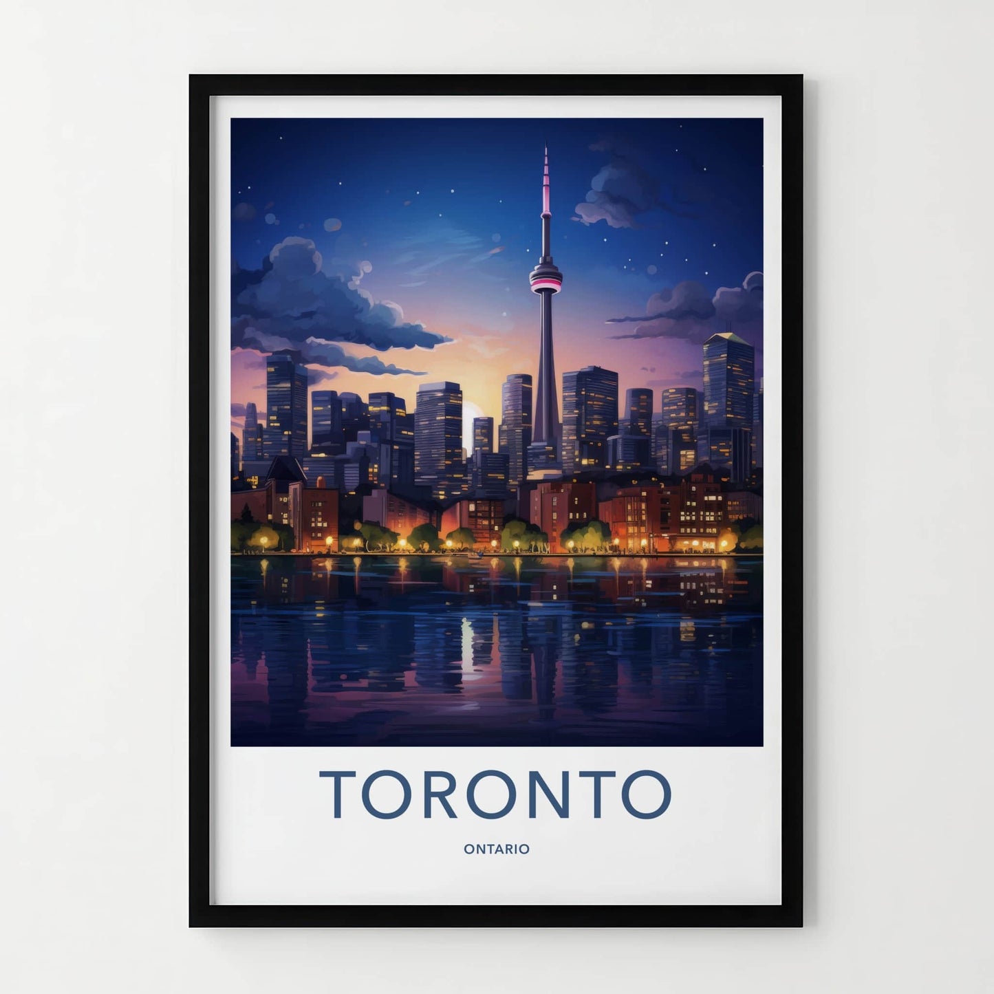 Toronto Poster - Canada Travel Art - Skyscraper Water Reflections Wall Decor