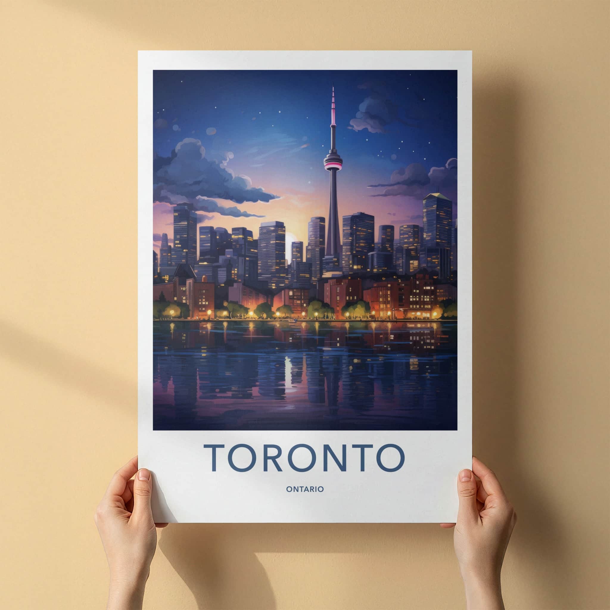 Toronto Poster - Canada Travel Art - Skyscraper Water Reflections Wall Decor