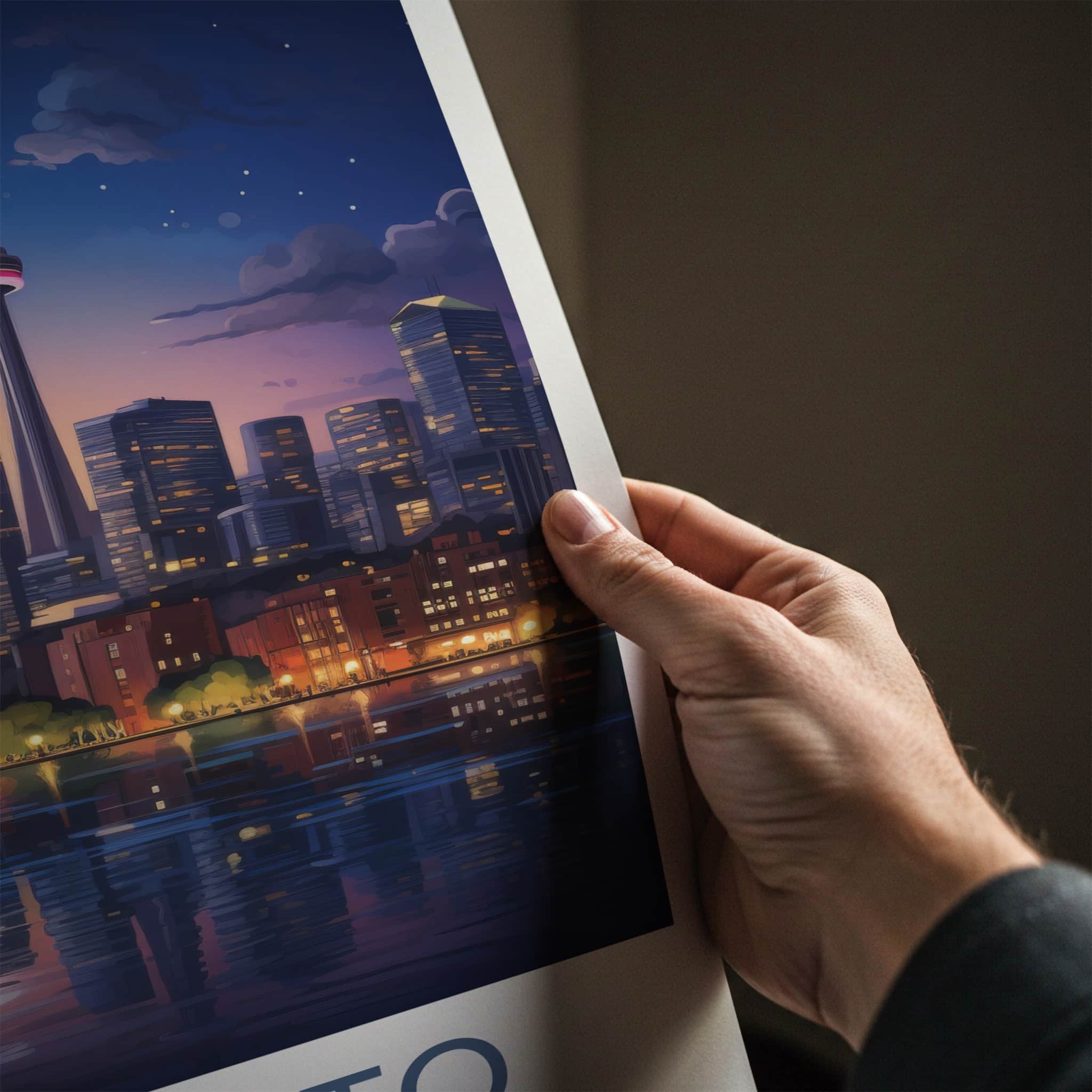 Toronto Poster - Canada Travel Art - Skyscraper Water Reflections Wall Decor