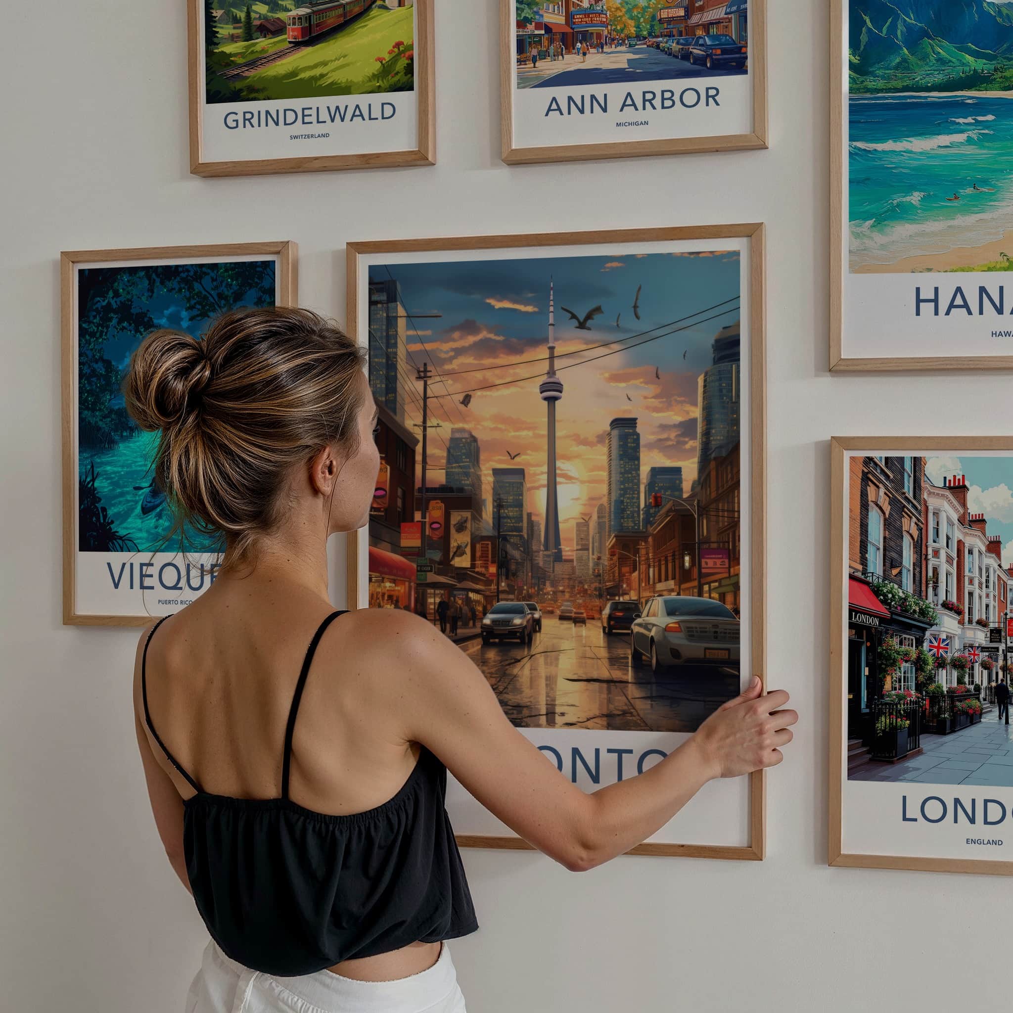 Toronto Poster - Canada Travel Art - Sunset City Reflections Home Decor