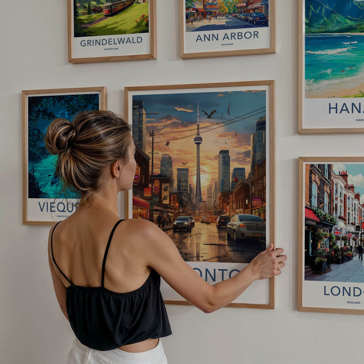 Toronto Poster - Canada Travel Art - Sunset City Reflections Home Decor