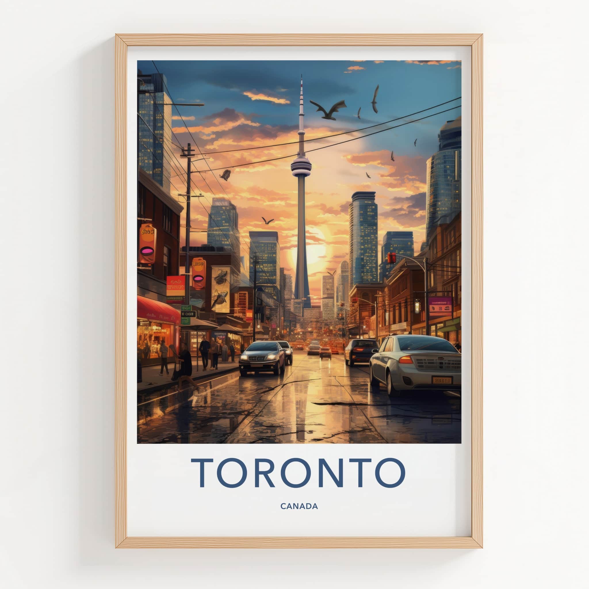 Toronto Poster - Canada Travel Art - Sunset City Reflections Home Decor