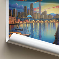 Toronto Poster - Canada Travel Art - Vibrant Harbor Sunset Home Decor