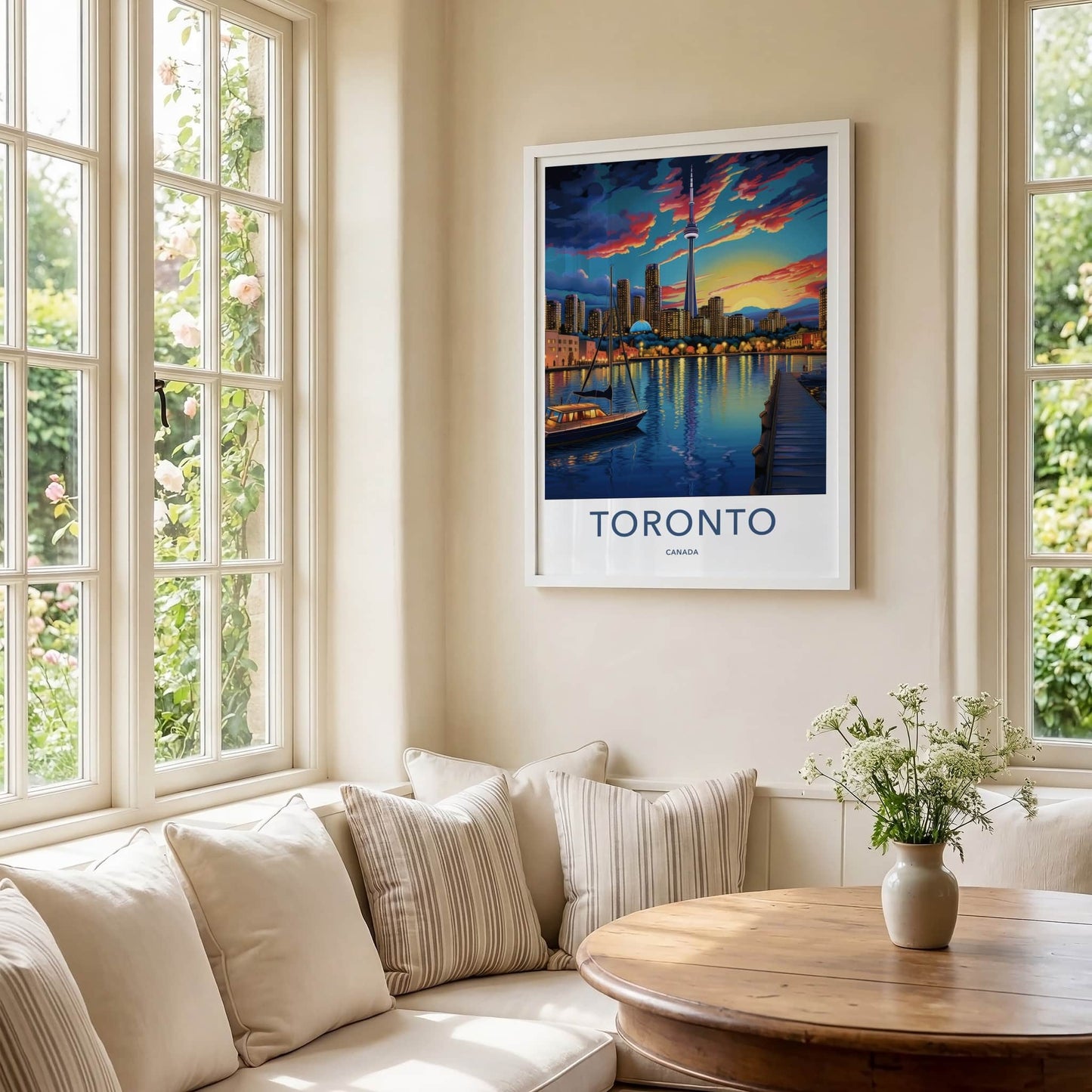 Toronto Poster - Canada Travel Art - Vibrant Harbor Sunset Home Decor