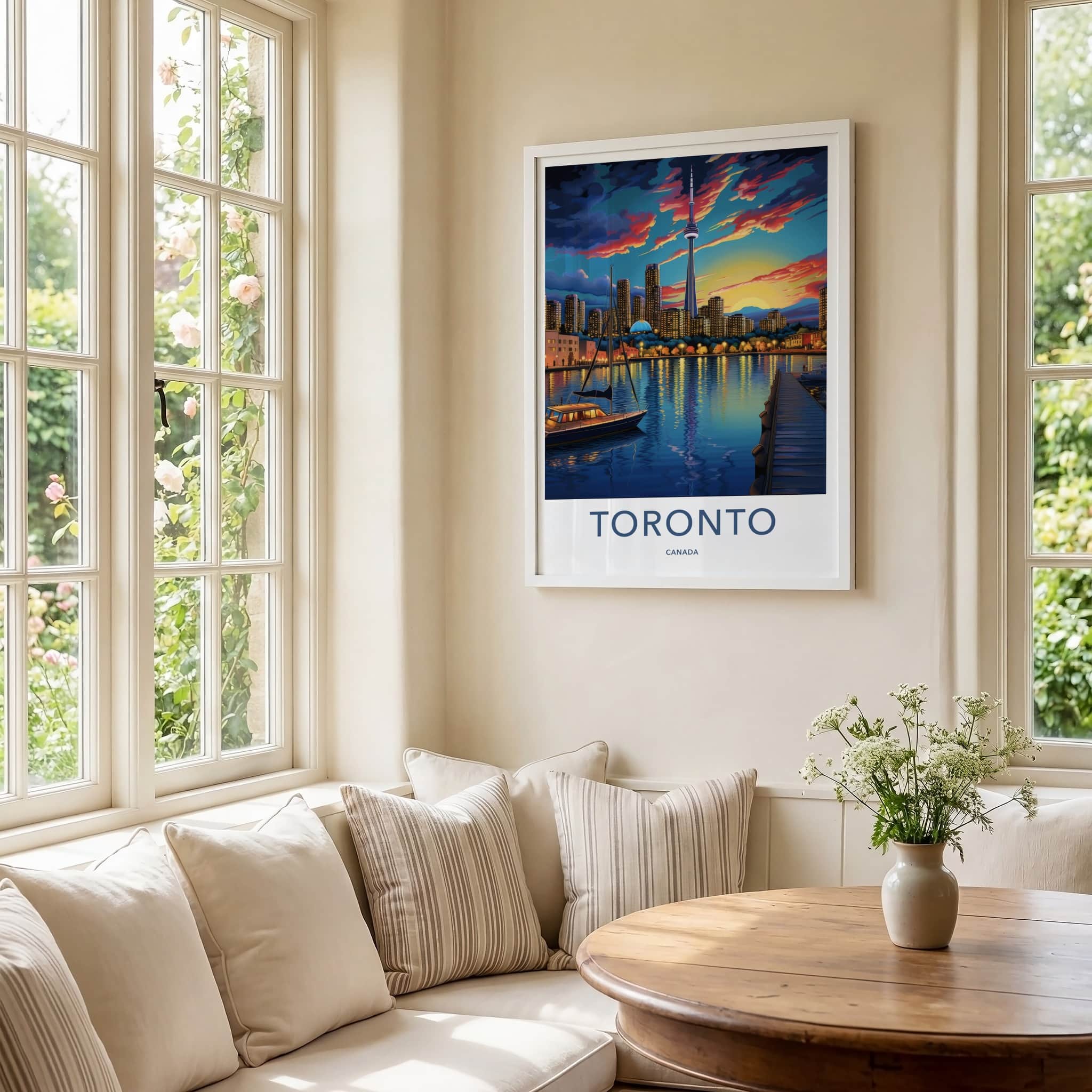 Toronto Poster - Canada Travel Art - Vibrant Harbor Sunset Home Decor
