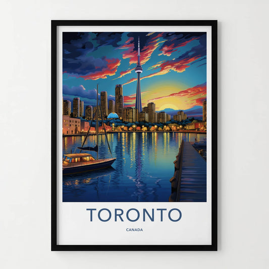 Toronto Poster - Canada Travel Art - Vibrant Harbor Sunset Home Decor
