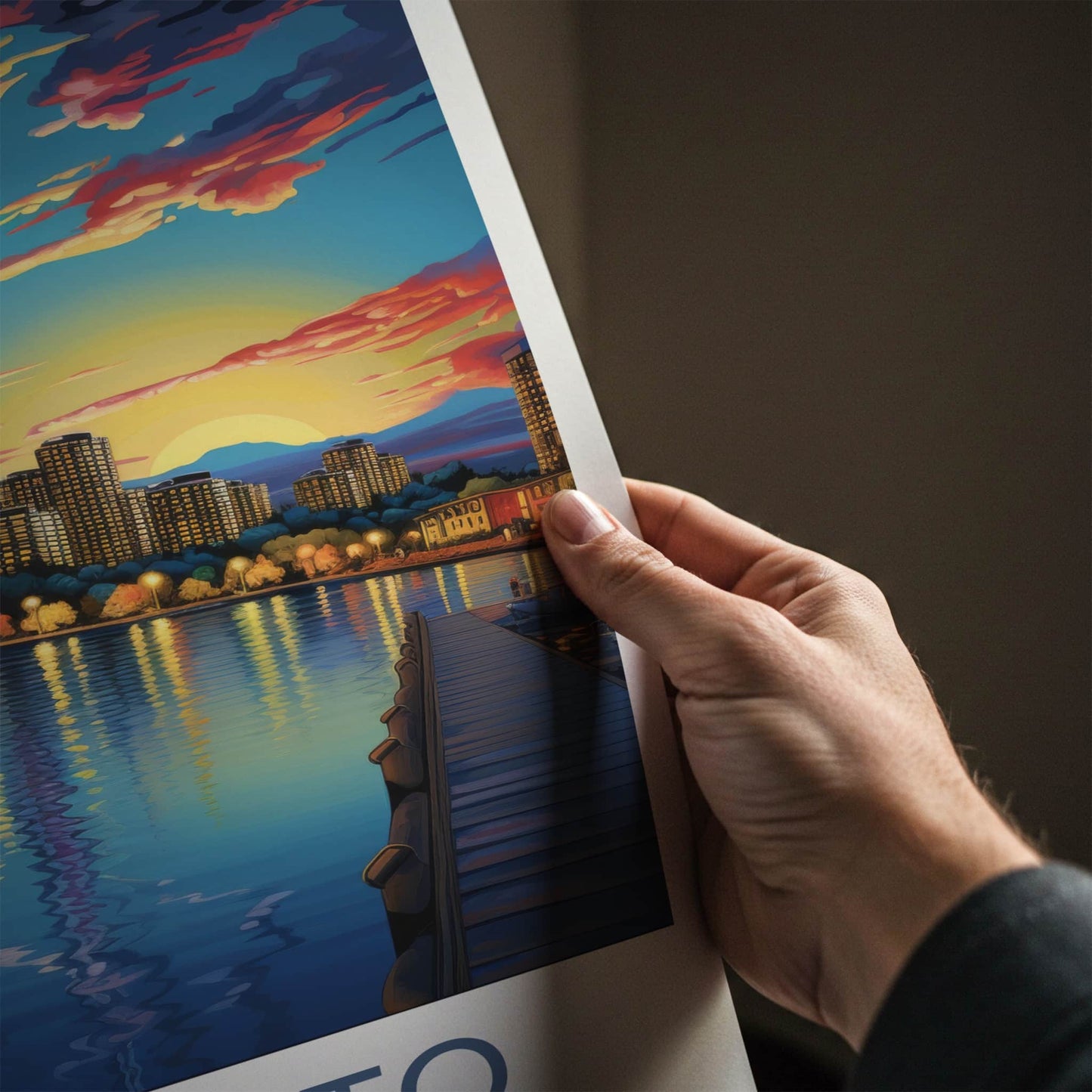 Toronto Poster - Canada Travel Art - Vibrant Harbor Sunset Home Decor