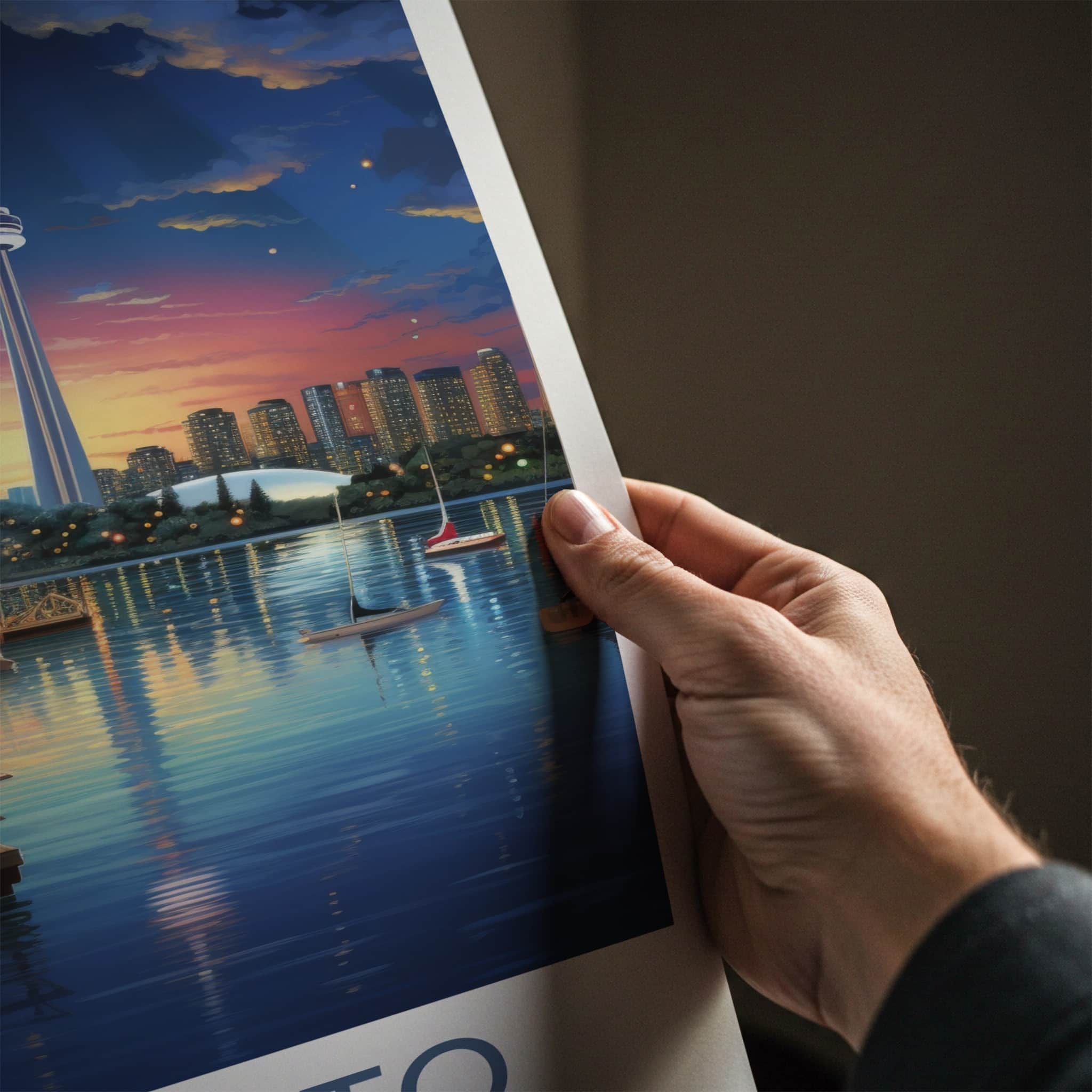 Toronto Poster - Canada Travel Art - Vibrant Waterfront Sunset Home Decor