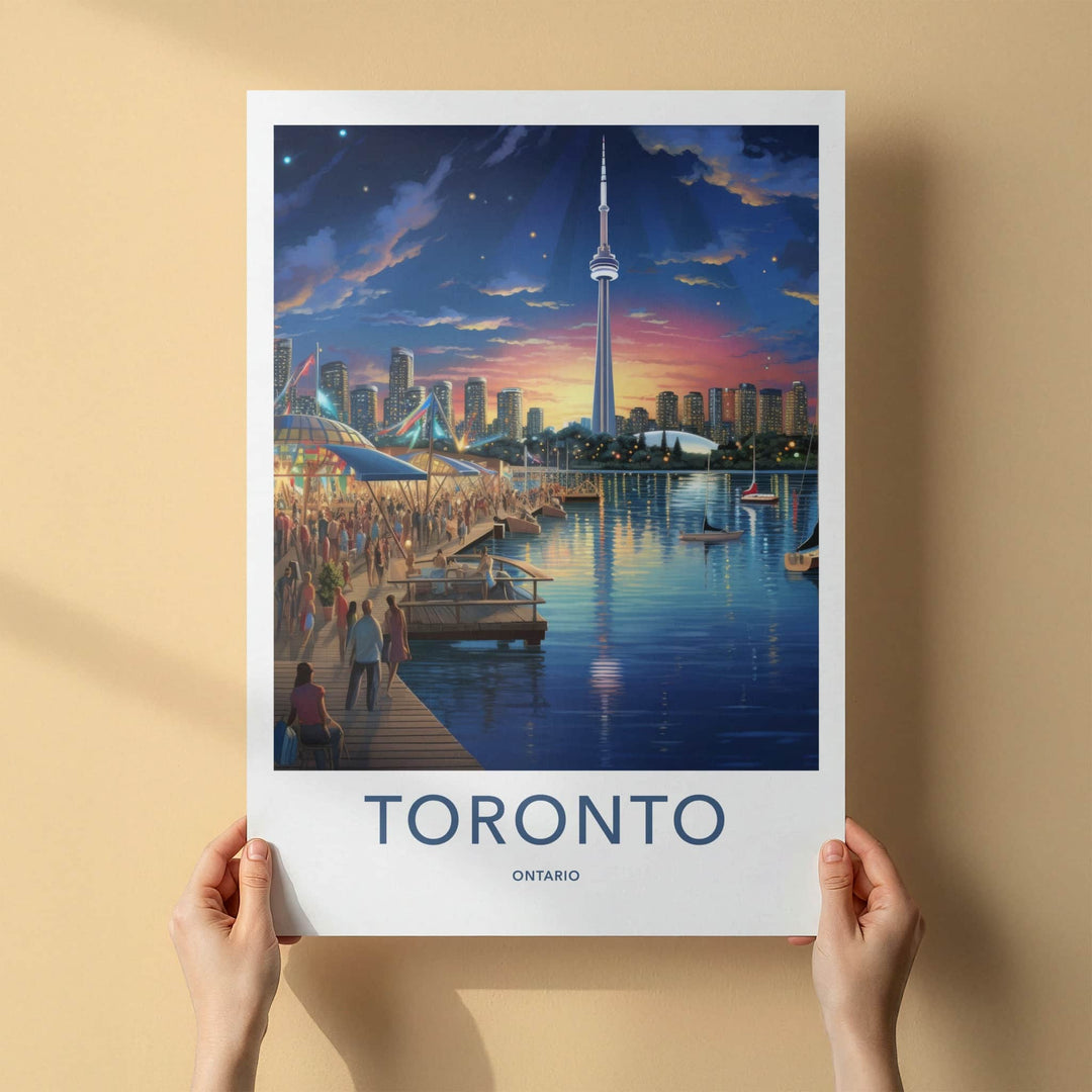 Toronto Poster - Canada Travel Art - Vibrant Waterfront Sunset Home Decor