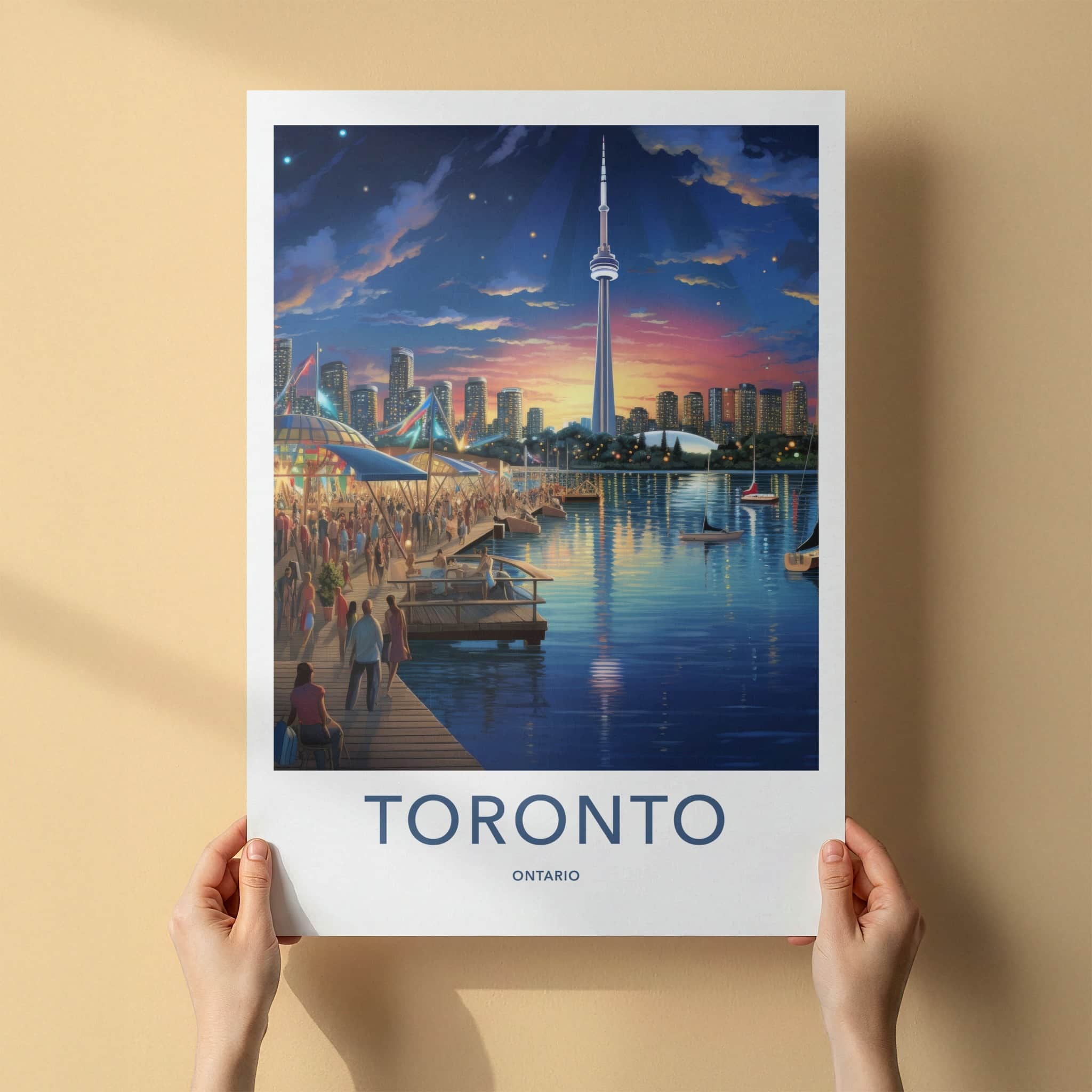Toronto Poster - Canada Travel Art - Vibrant Waterfront Sunset Home Decor