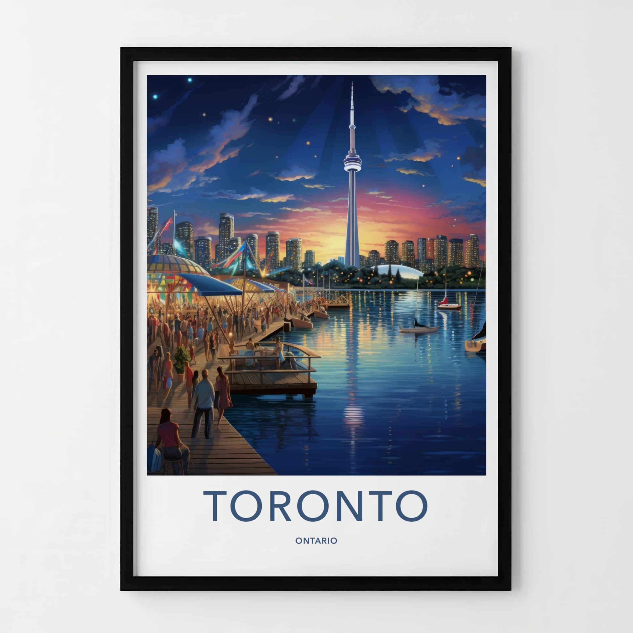 Toronto Poster - Canada Travel Art - Vibrant Waterfront Sunset Home Decor