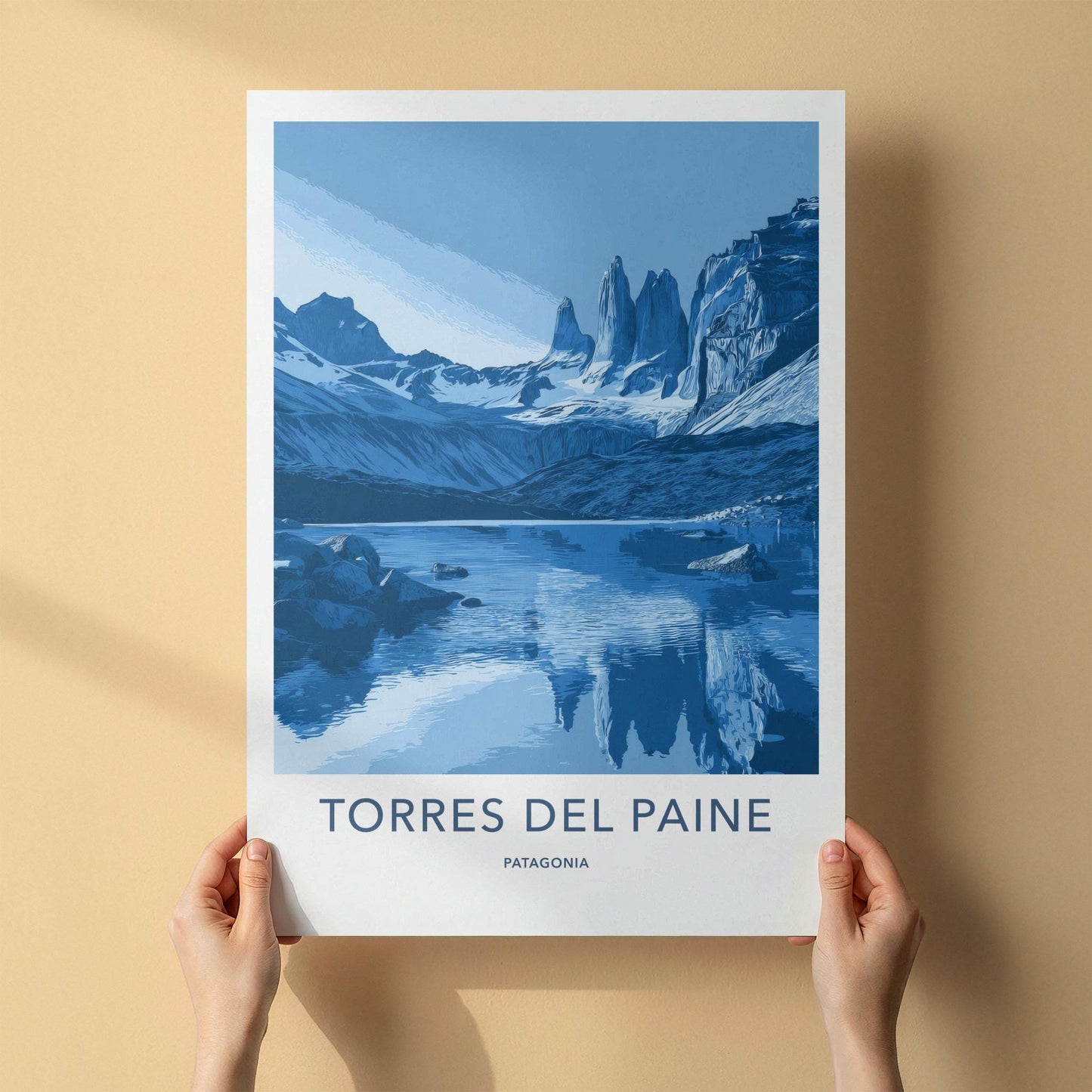 Torres Del Paine Poster - Chile Travel Art - Blue Mountains Lake Home Decor