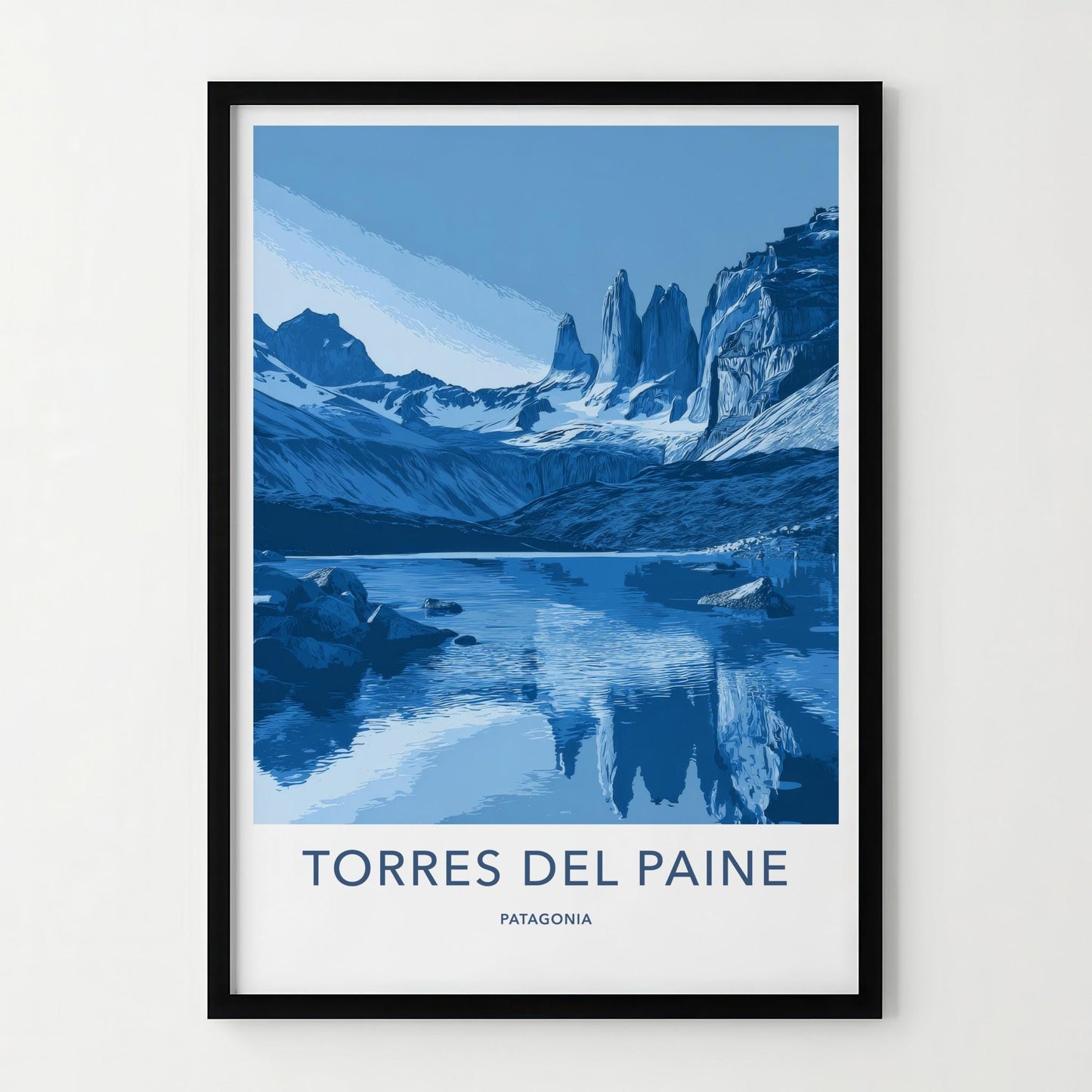 Torres Del Paine Poster - Chile Travel Art - Blue Mountains Lake Home Decor