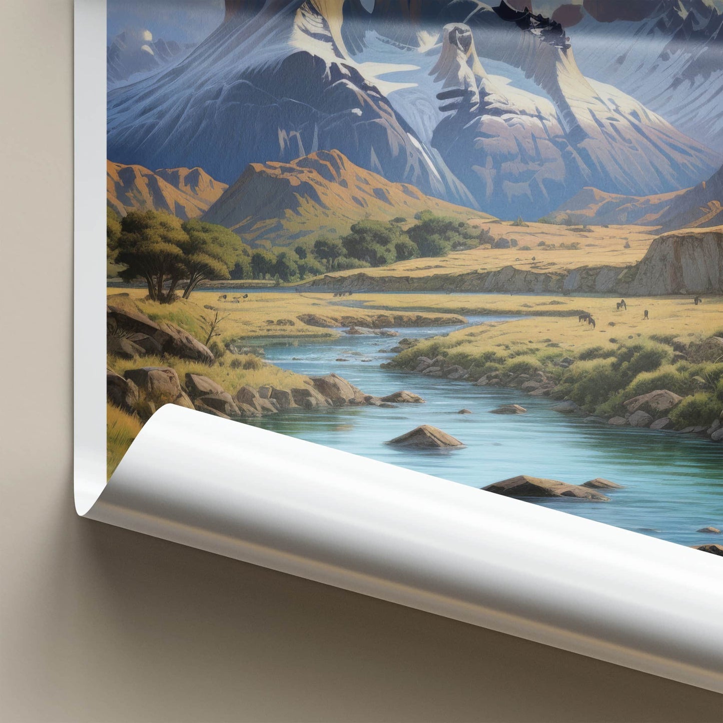 Torres Del Paine Poster - Chile Travel Art - Majestic Mountain River Home Decor