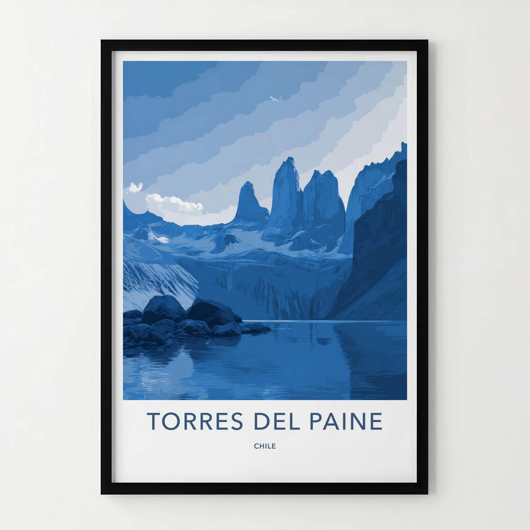 Torres Del Paine Poster - Chile Travel Art - Towering Mountain Peaks Wall Decor