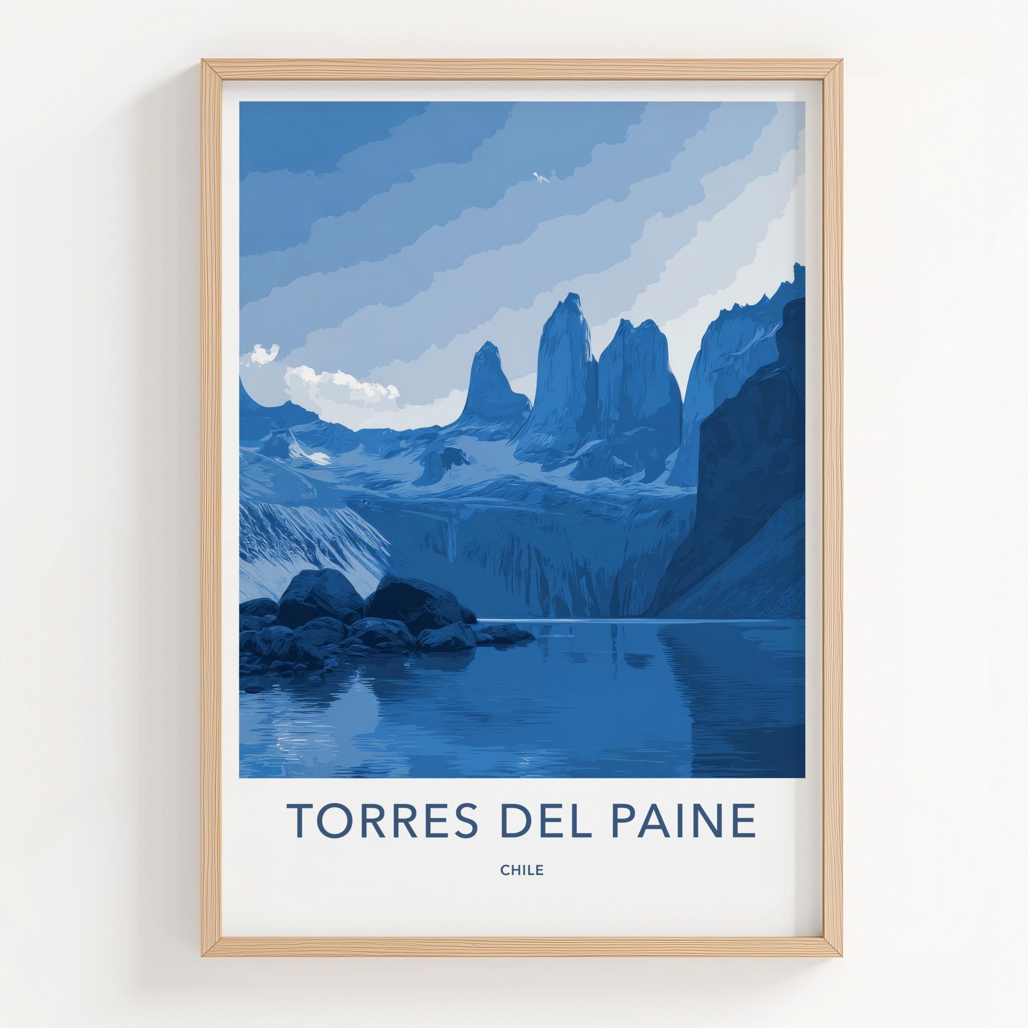 Torres Del Paine Poster - Chile Travel Art - Towering Mountain Peaks Wall Decor